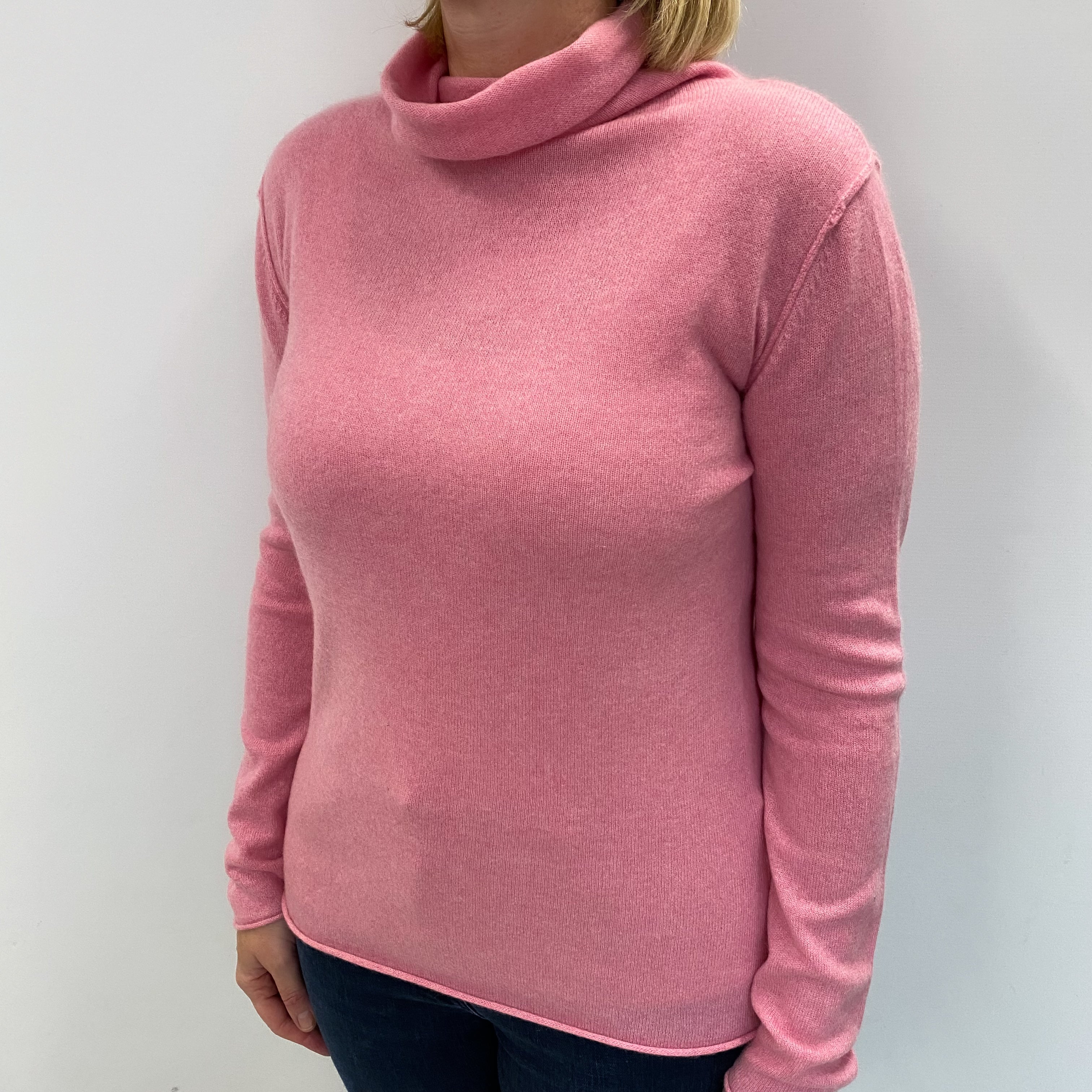 Sugar Mouse Pink Cashmere Funnel Neck Jumper Large