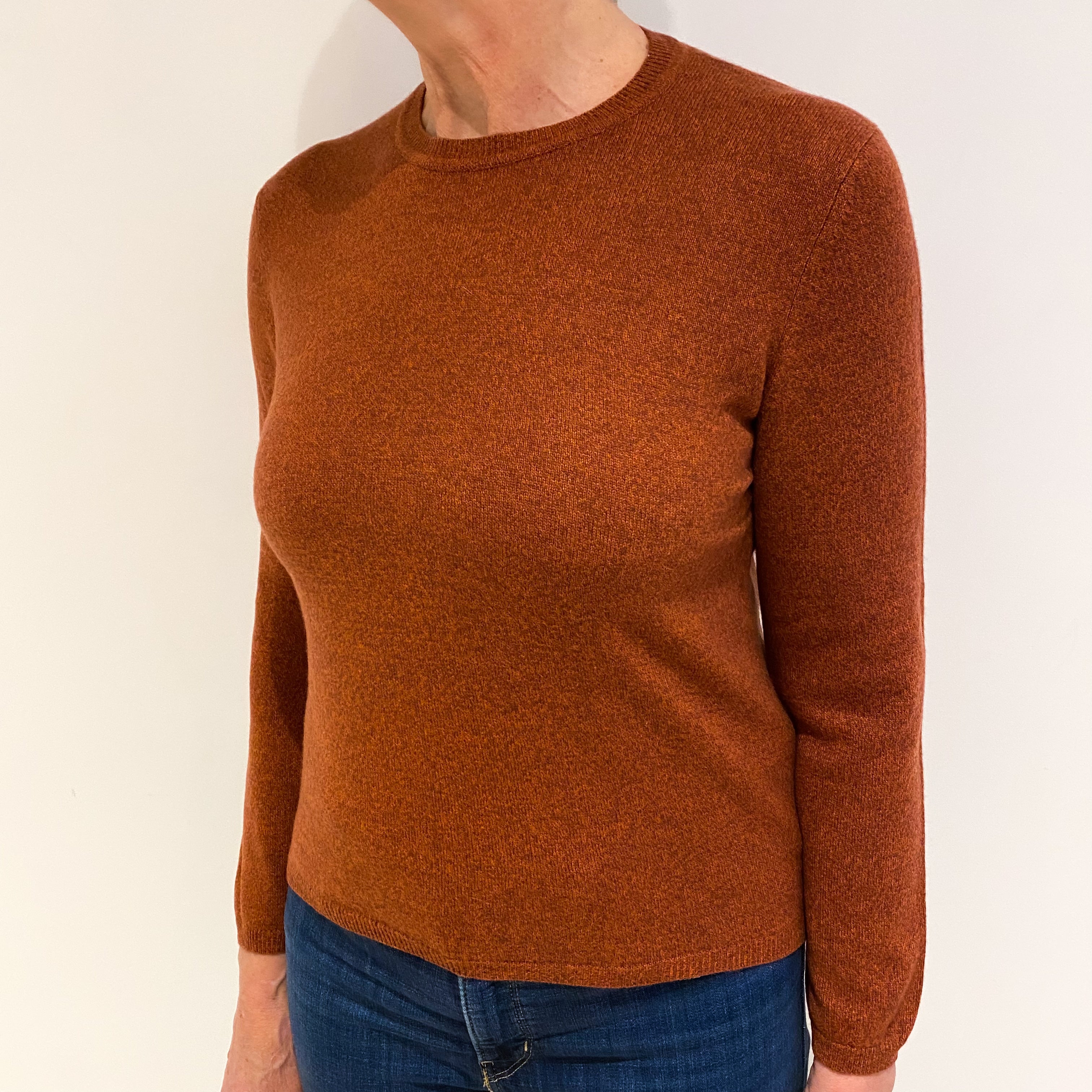 Rust Marl Cashmere Crew Neck Jumper Medium