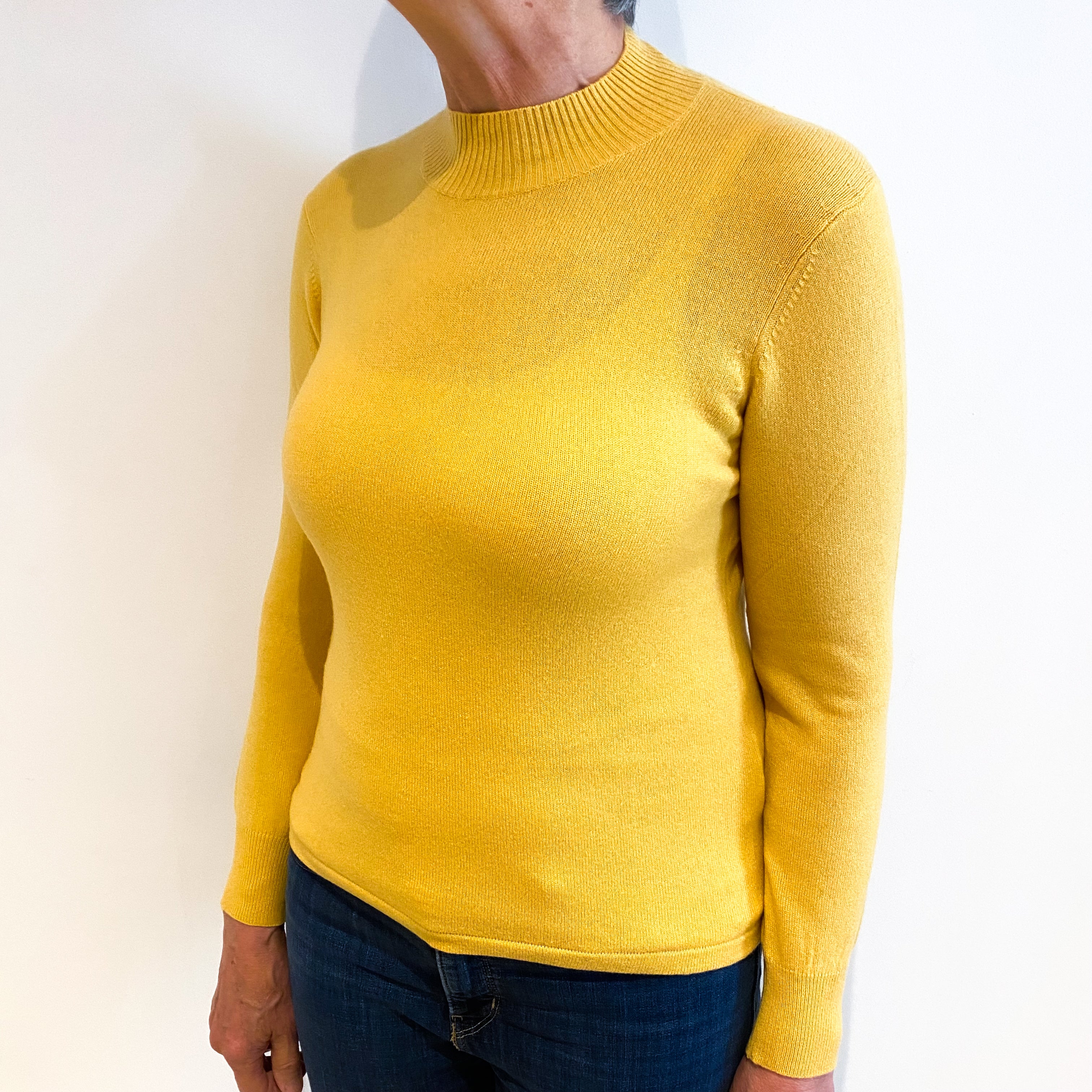 Pineapple Yellow Cashmere Turtle Neck Jumper Medium
