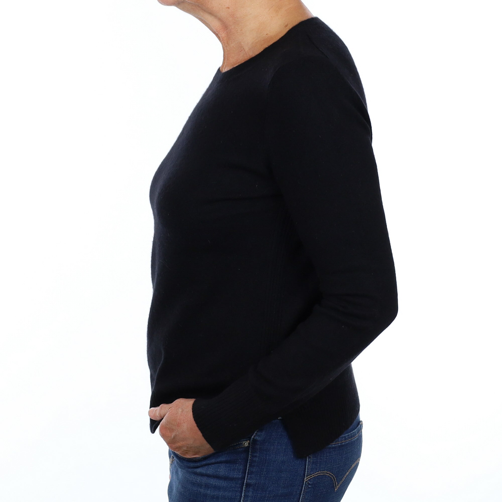 Black Cashmere Crew Neck Jumper Medium