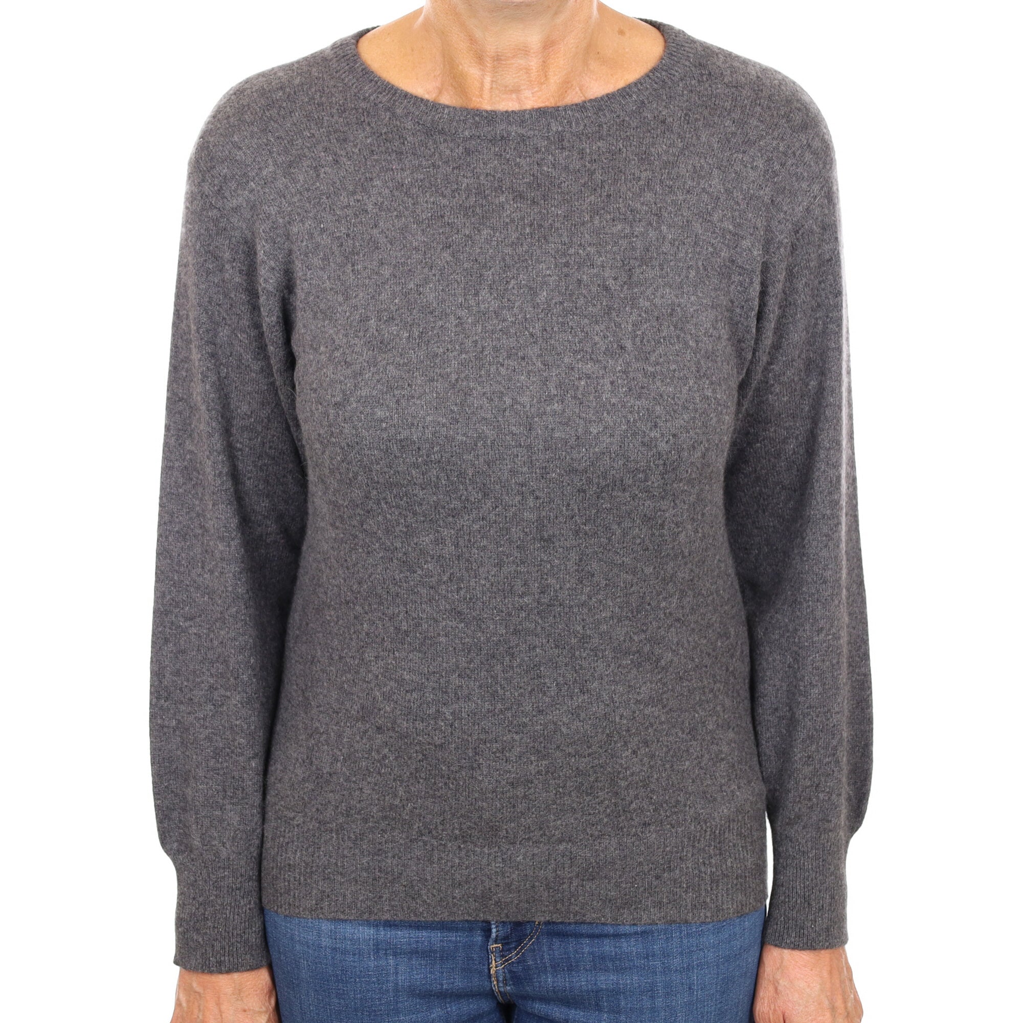 Slate Grey Cashmere Crew Neck Jumper Medium