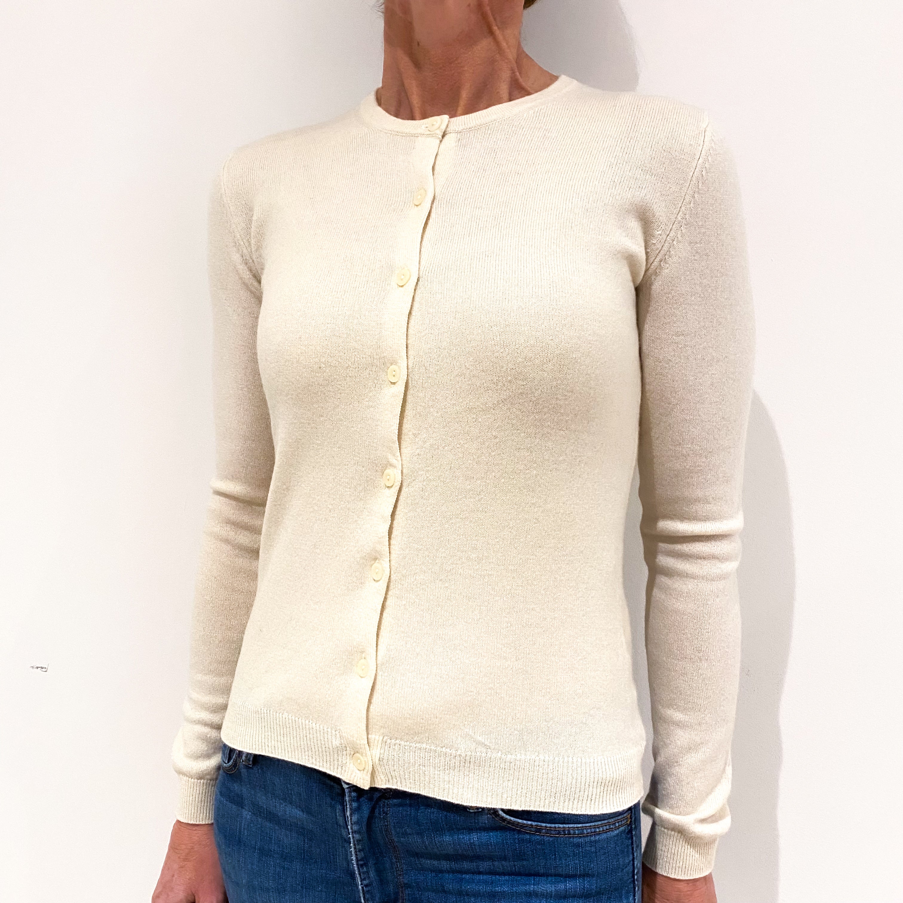 Ivory Cream Cashmere Cardigan Small