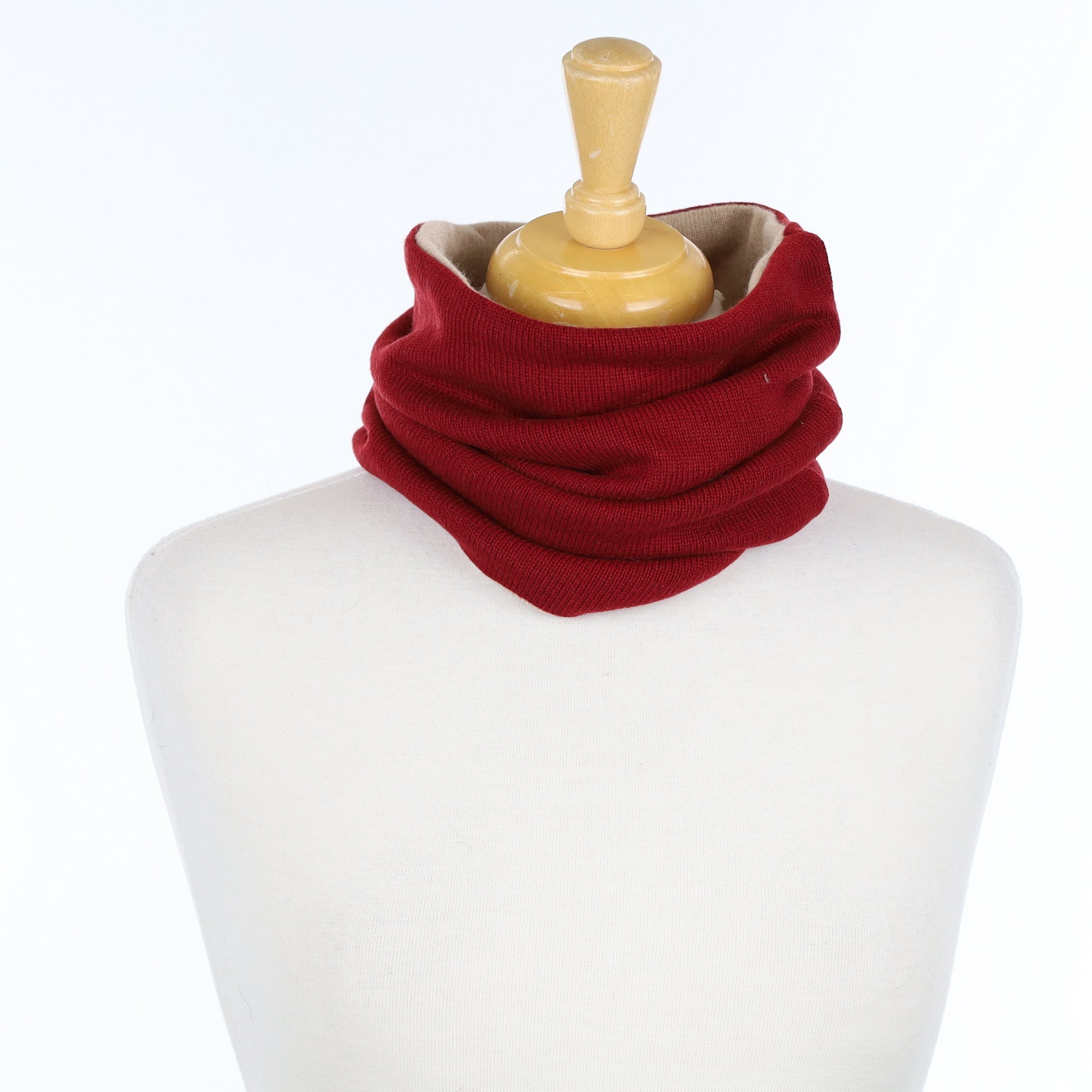 Maroon Red and Fawn Luxury Double Layered Snood