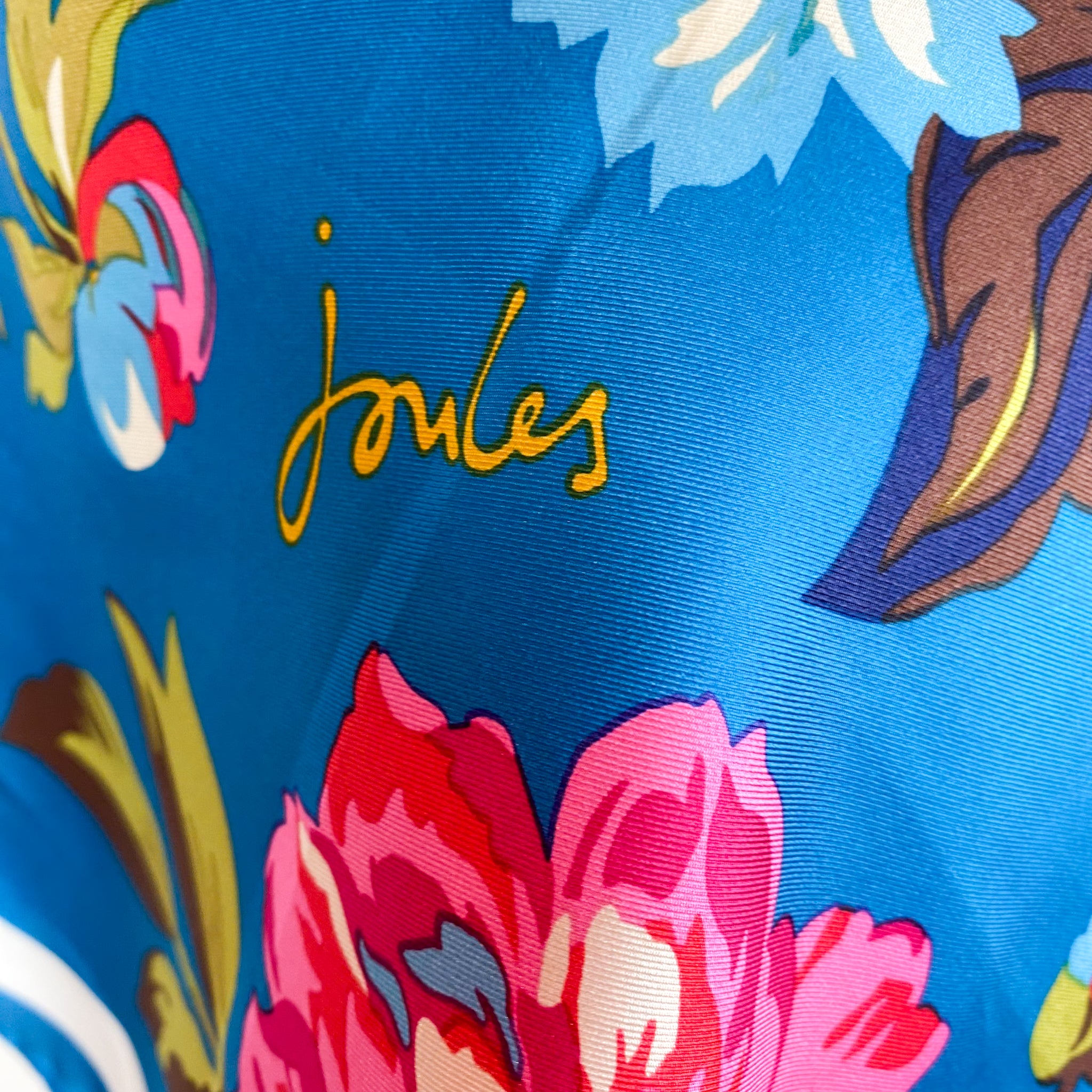 Joules Teal Floral Silk Scarf