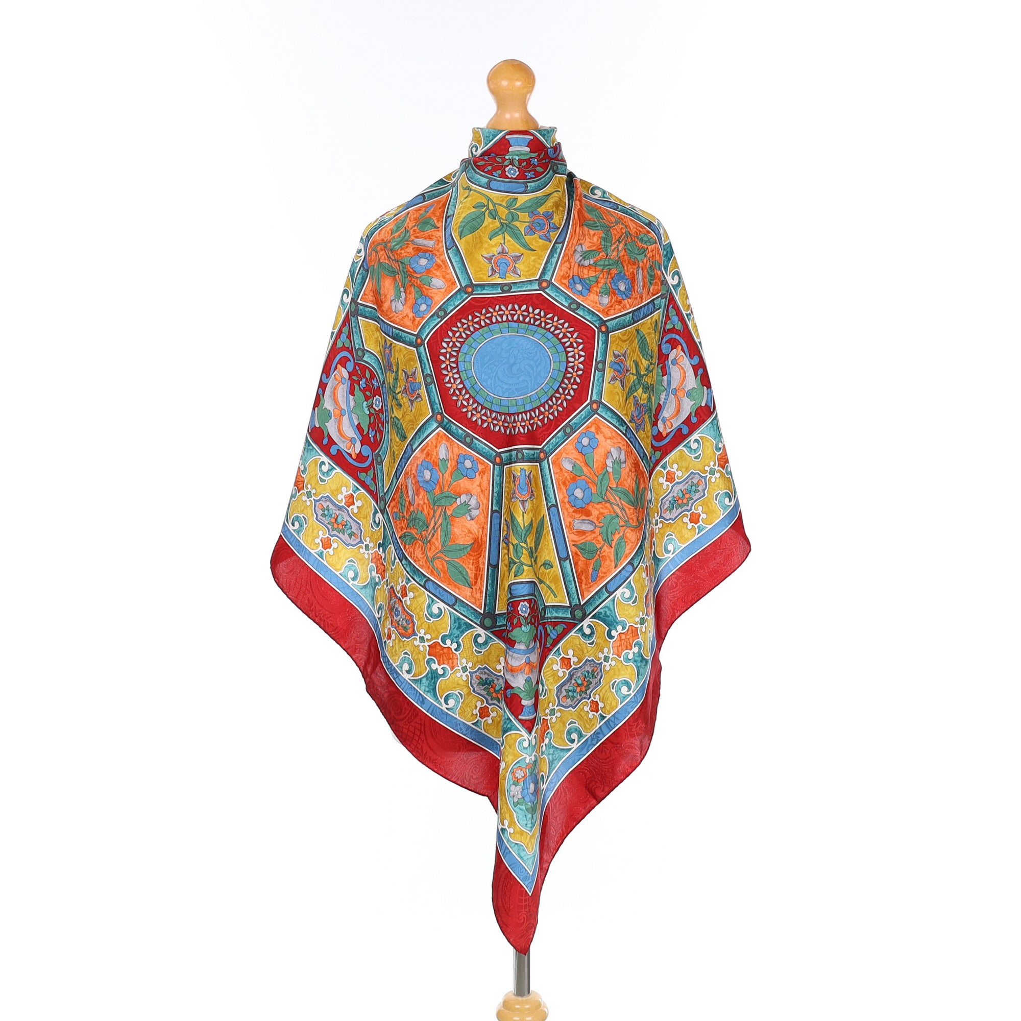 Vibrant Patterned Silk Scarf