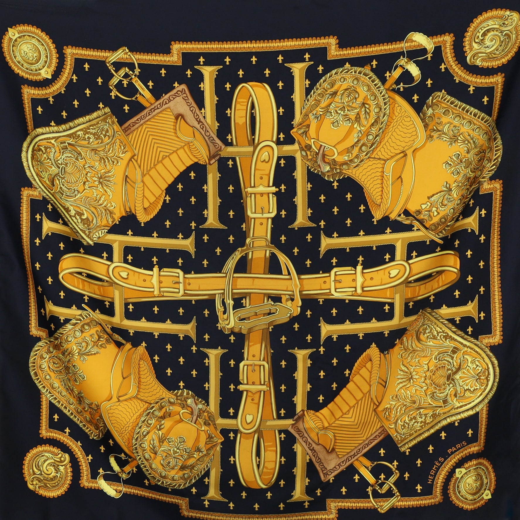 Hermès Selles a Housse Silk Scarf