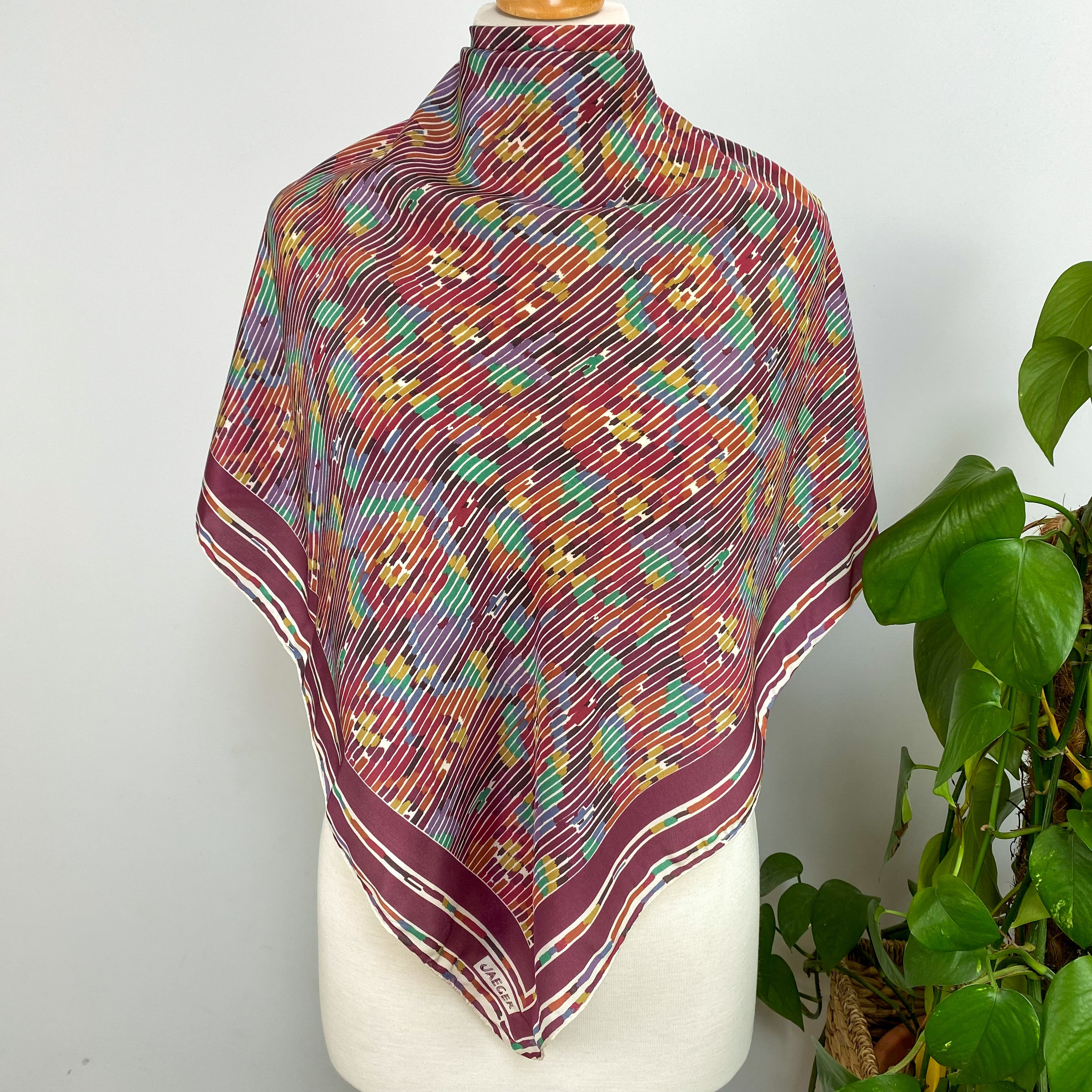 Vintage Jaegar Pink Pattern Silk Scarf