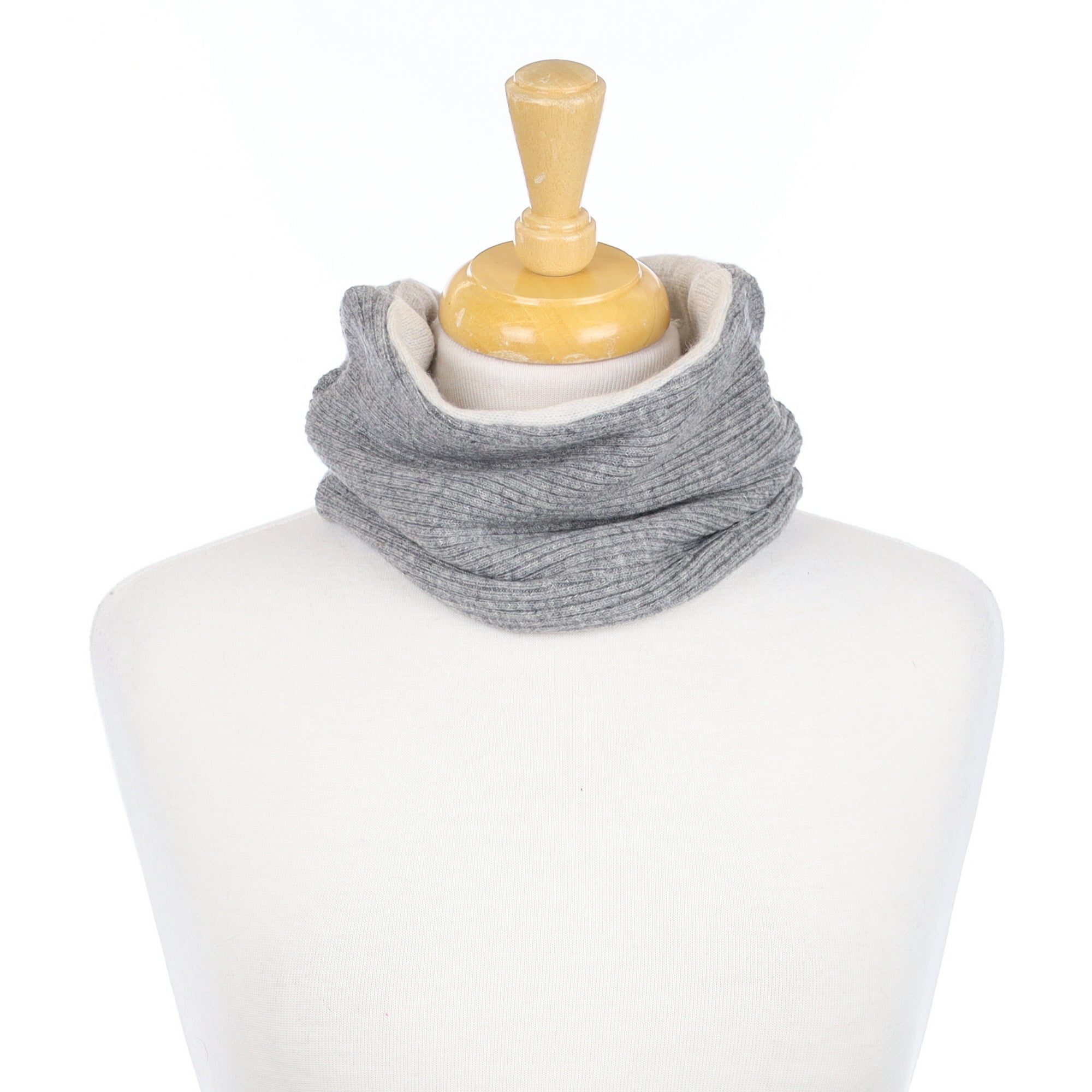 Ribbed Smoke Grey and Cream Neck Warmer