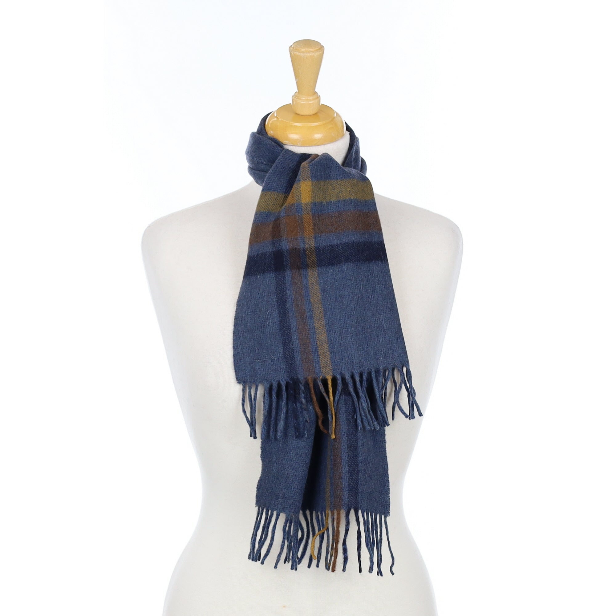 Naval Blue & Brown Cashmere Woven Scarf