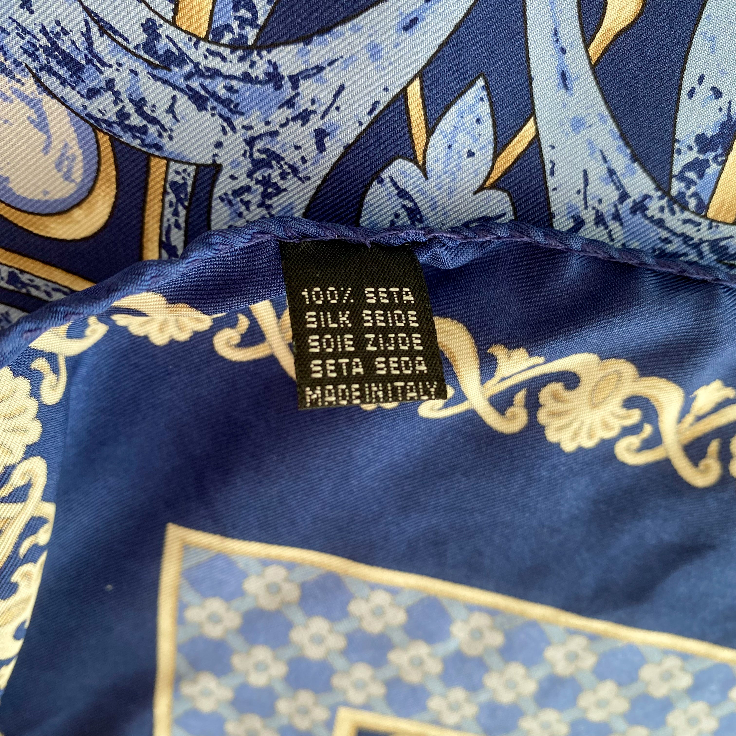 Paul Verlaine Blue Vintage Silk Scarf
