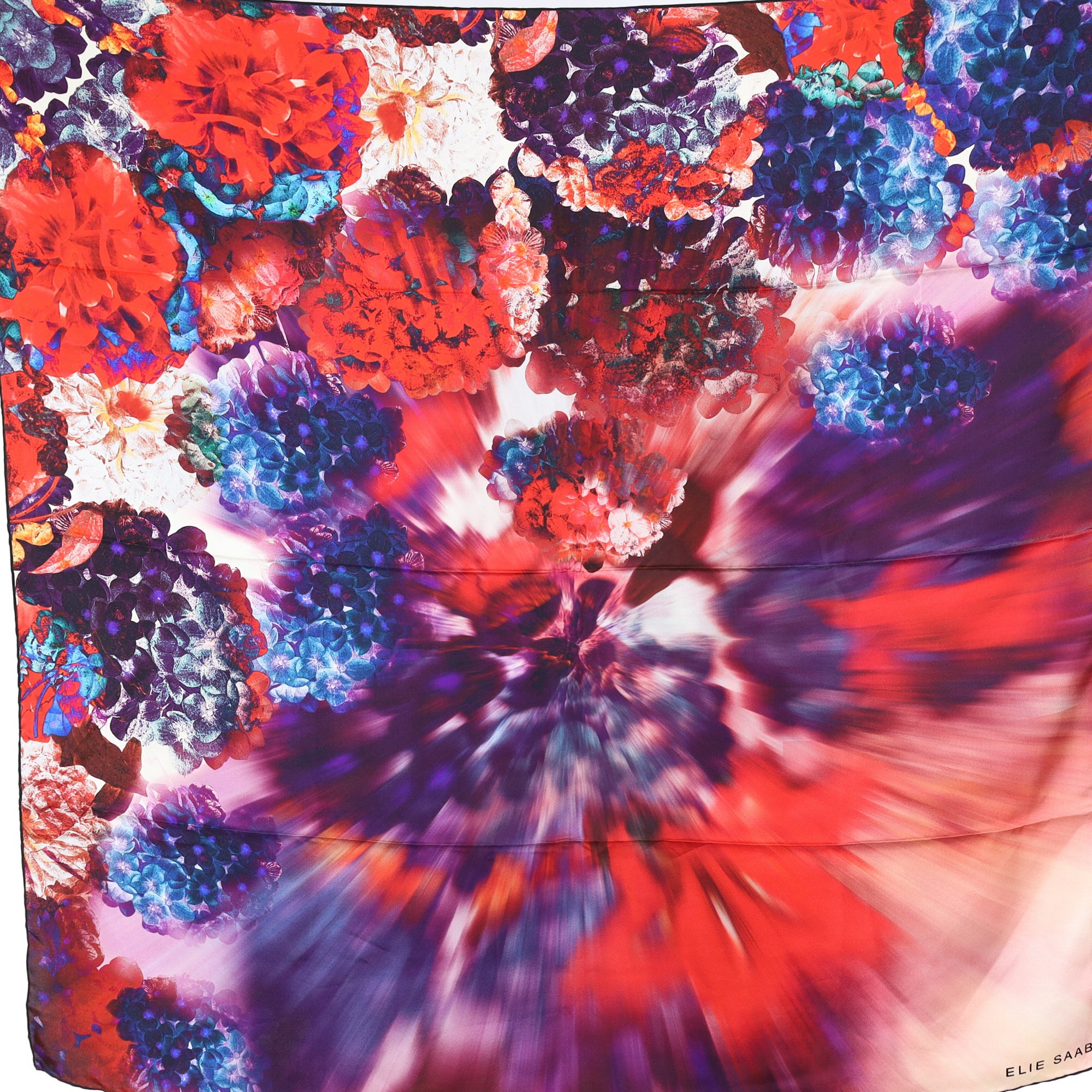 Brand New Elie Saab Artistic Floral Silk Scarf