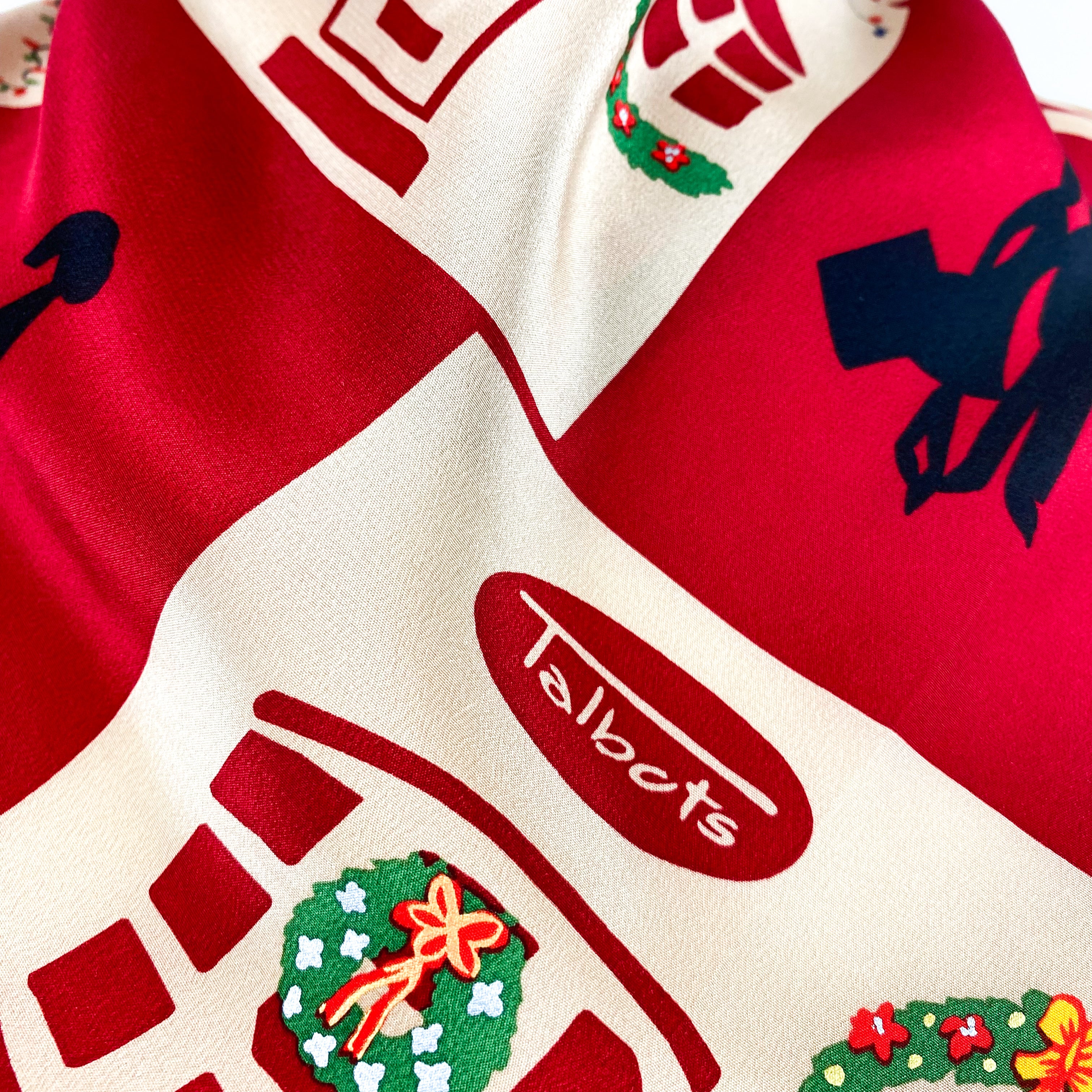 Talbots Christmas Theme Silk Scarf