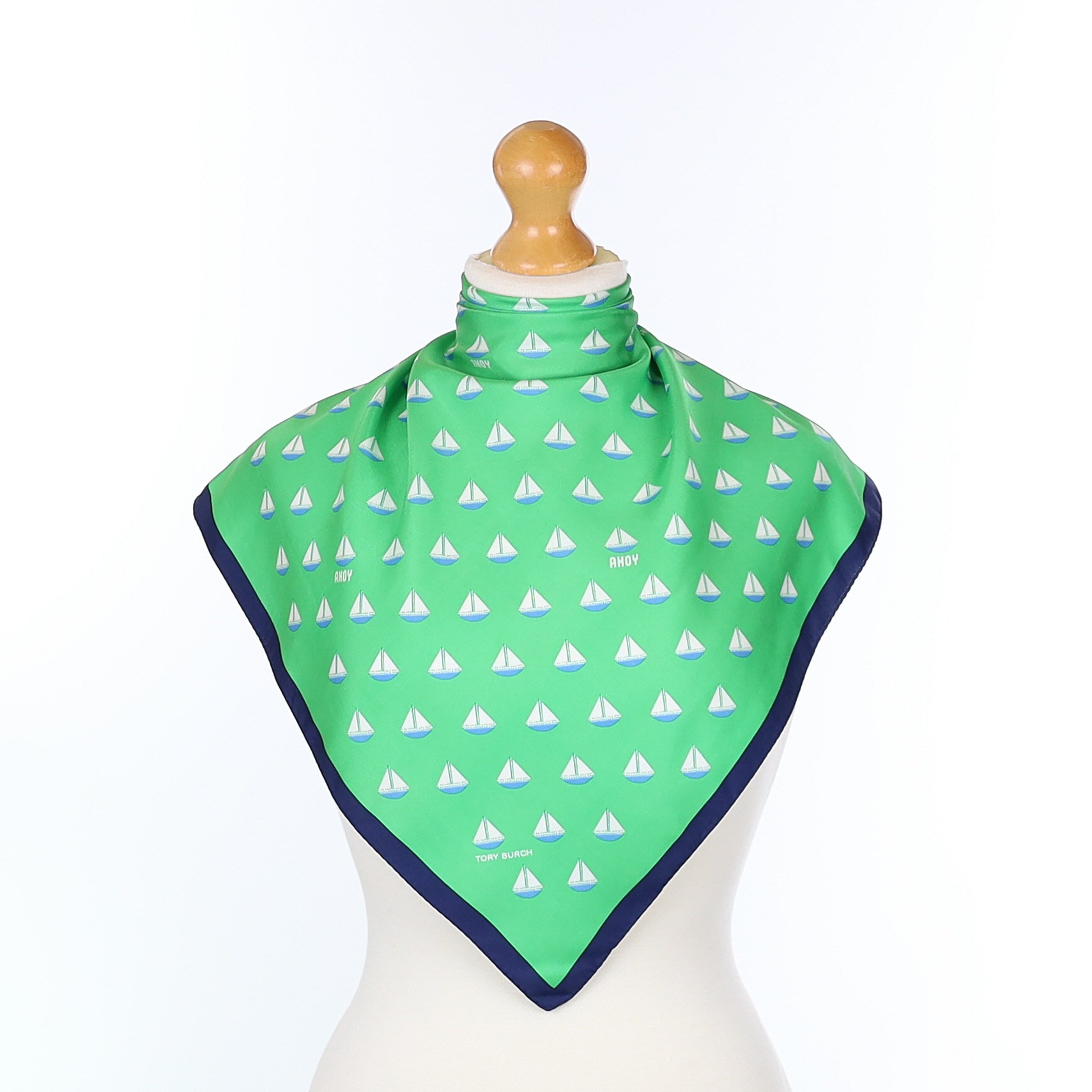 Tory Burch Green Yacht Silk Scarf