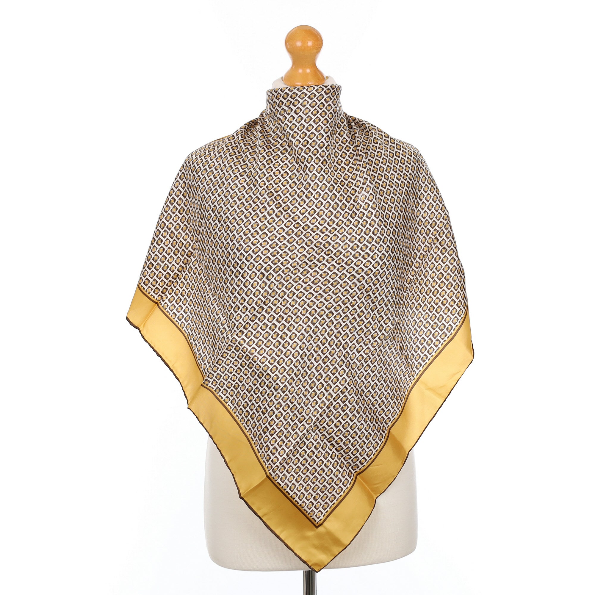 Brand New Gold Geometric Silk Scarf