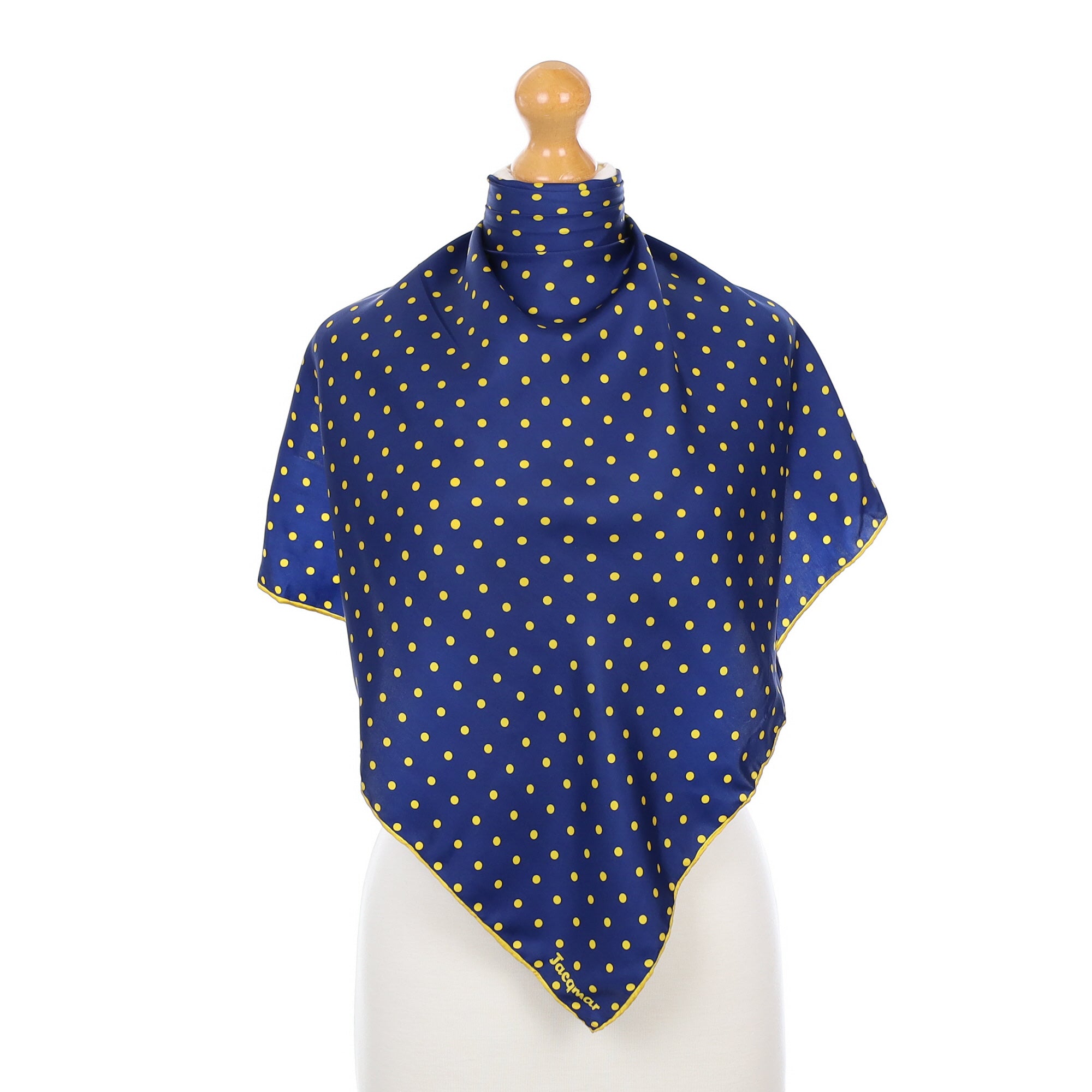 Jacamar Navy & Yellow Dotty Vintage Silk Scarf