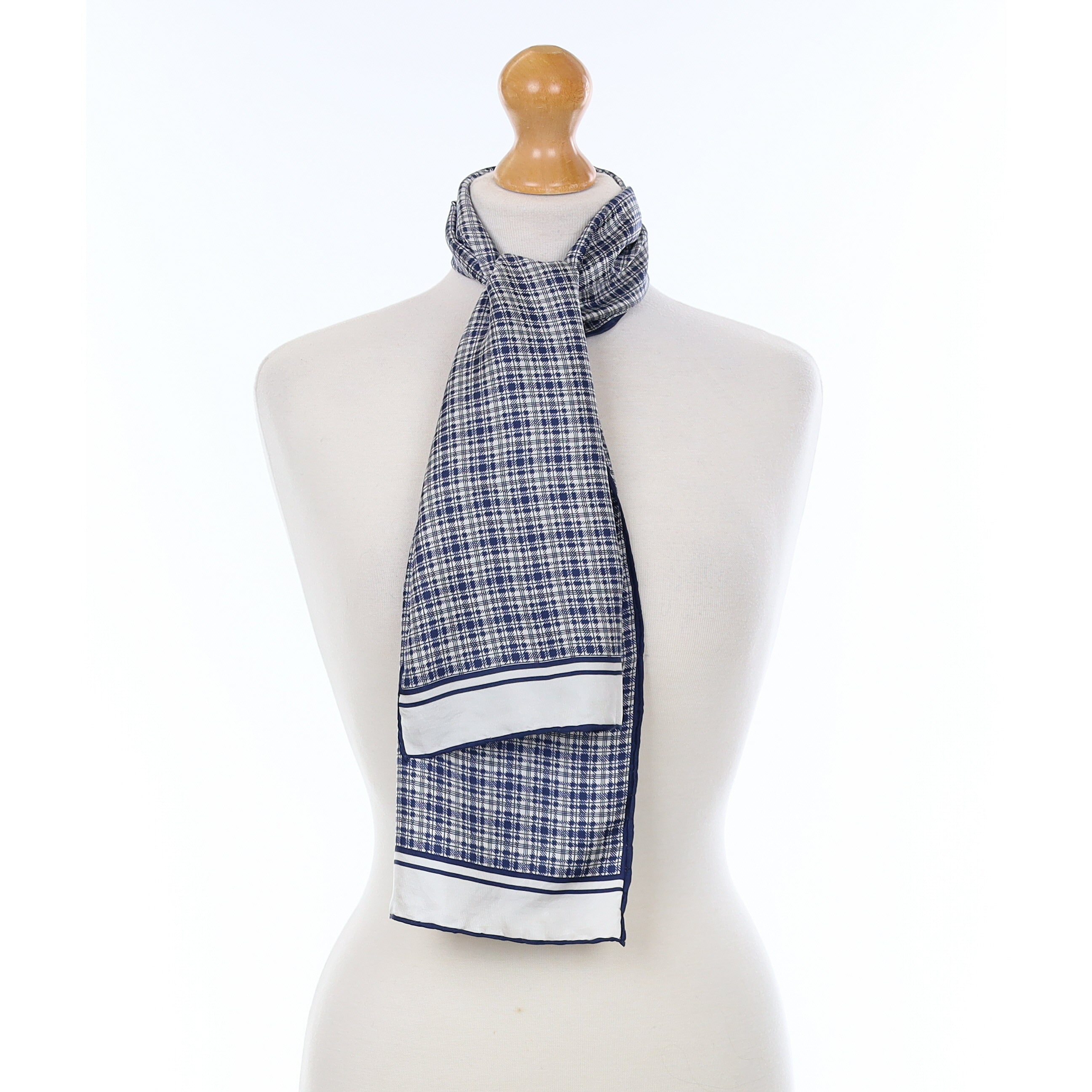 1970’s Ostinelli Navy Patterned Silk Scarf