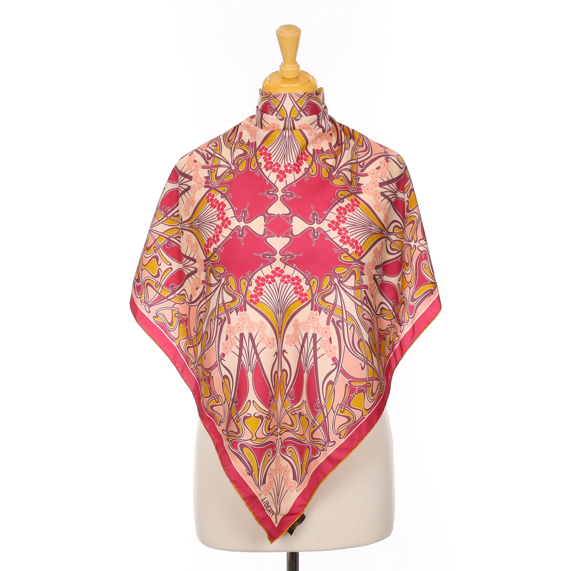 Liberty Pink and Mustard Vintage Silk Scarf