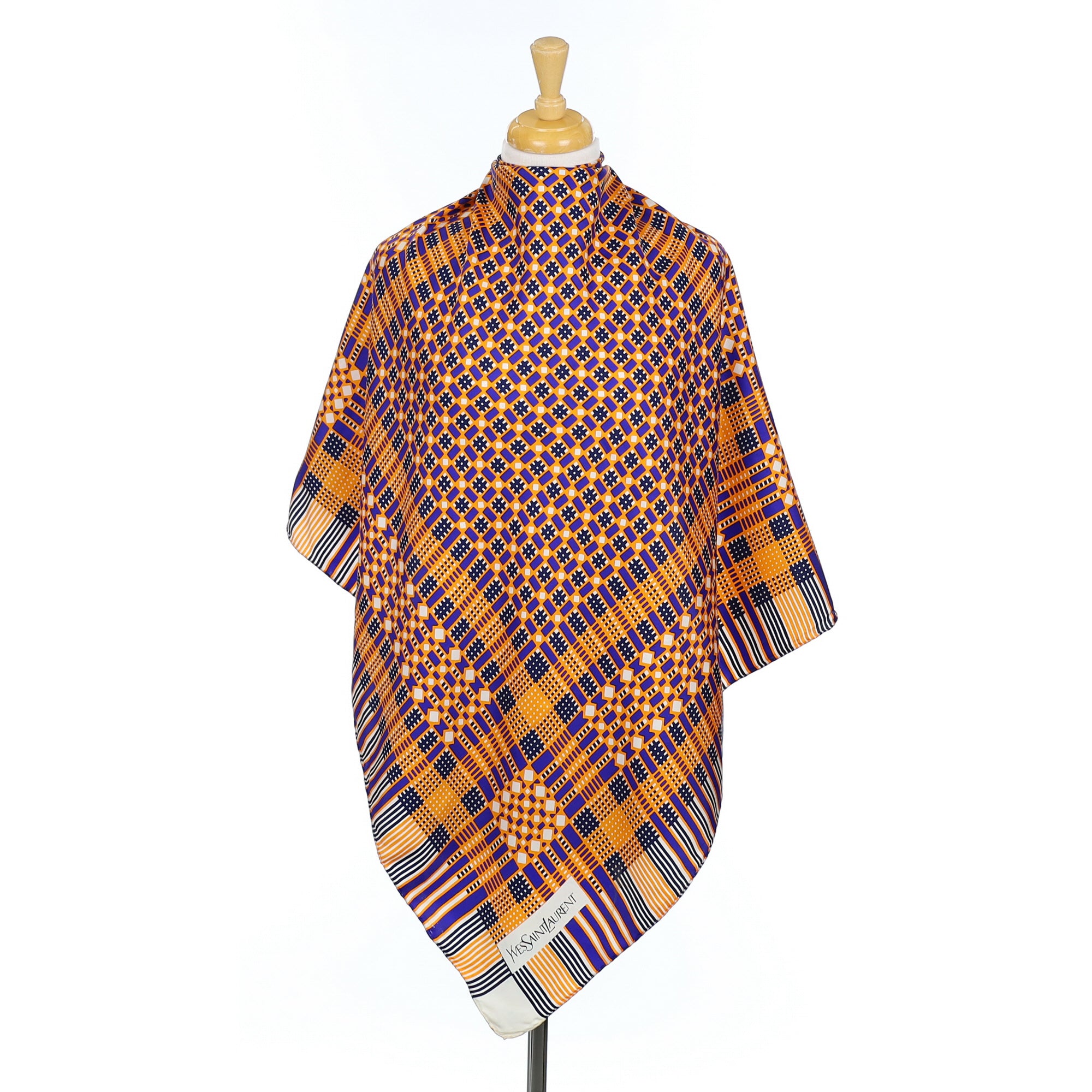 Vintage Yves Saint Laurent Orange & Purple Silk Scarf