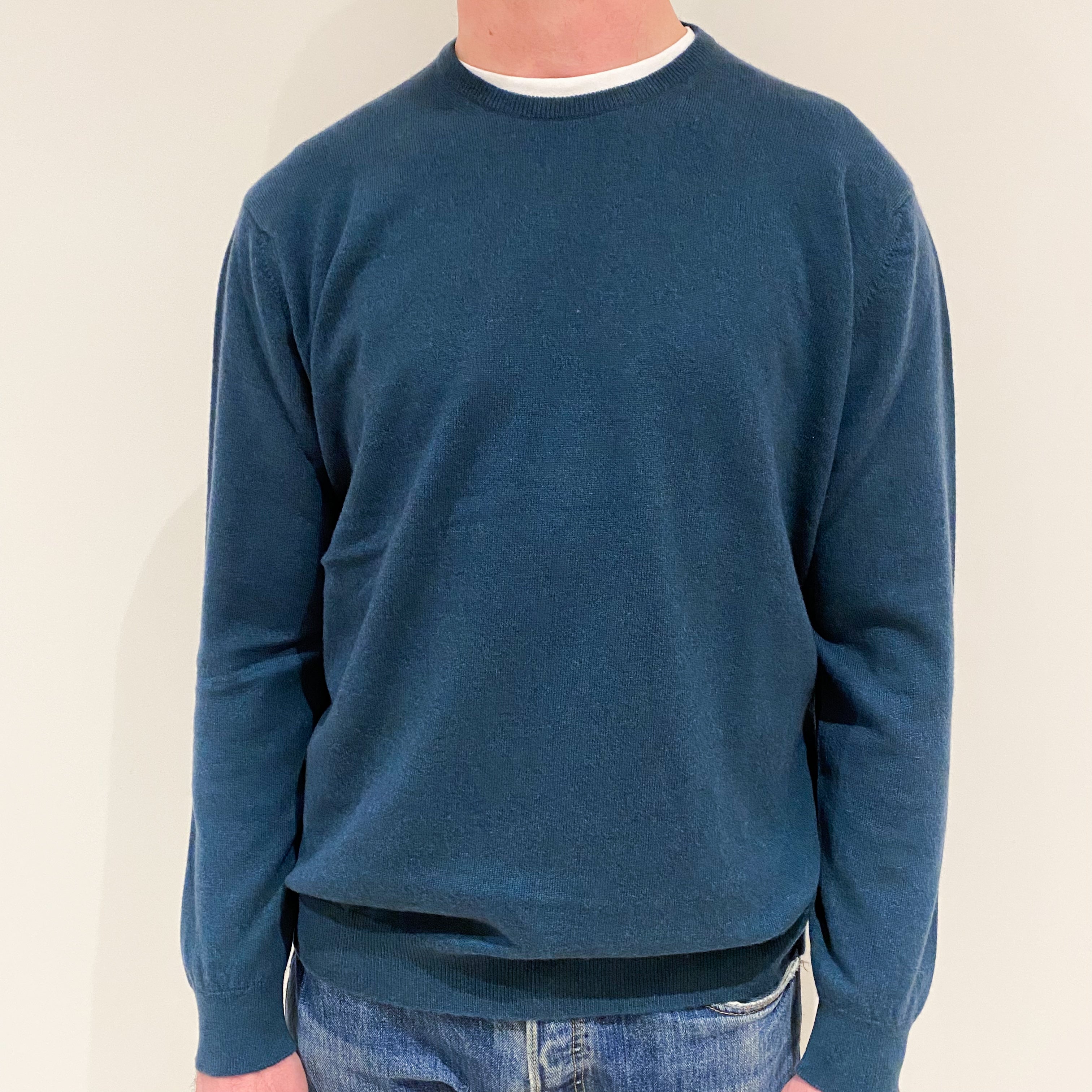 Men’s Brand New Scottish Petrol Blue Crew Neck Jumper Extra Large