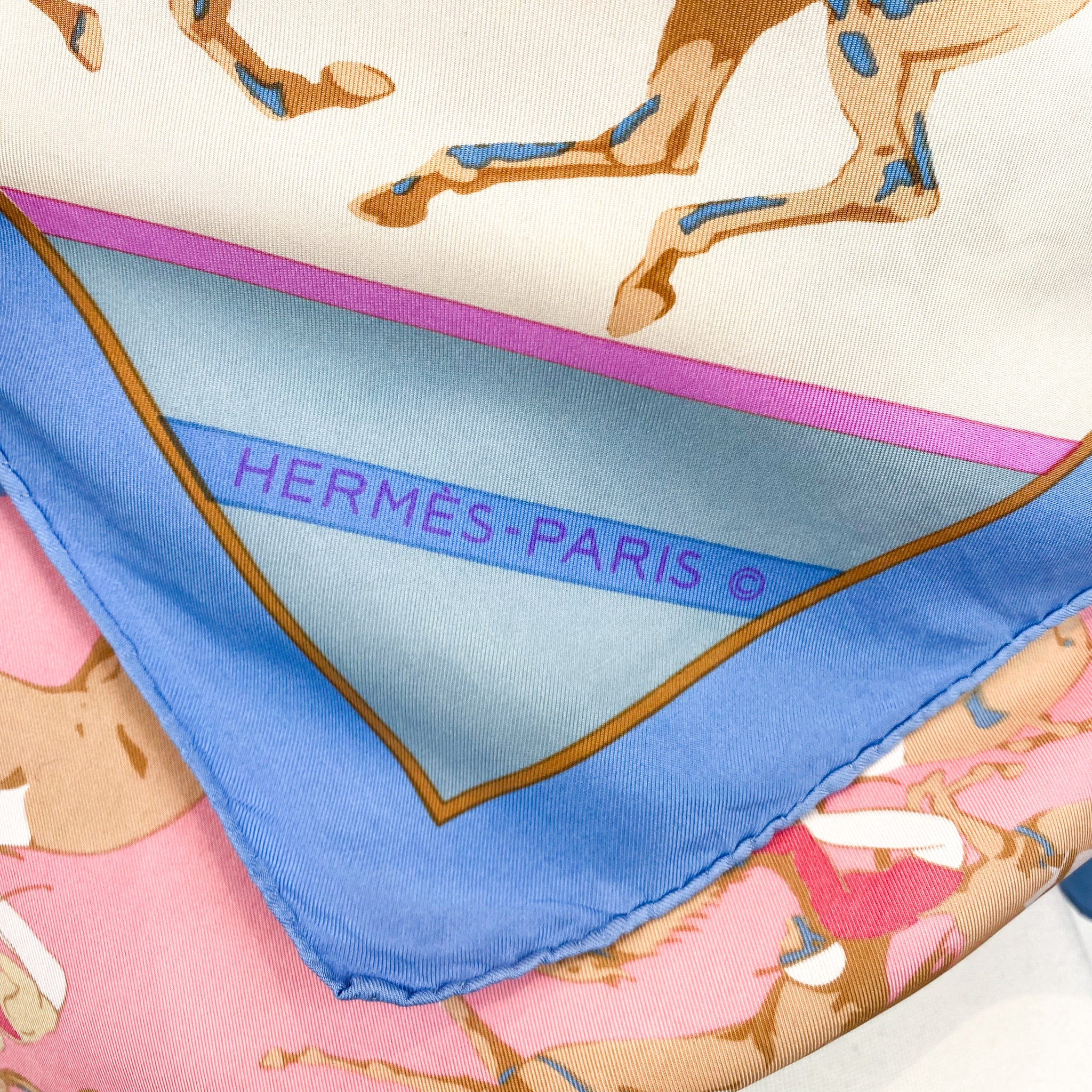 Boxed Hermes Les Courses Designer Silk Scarf