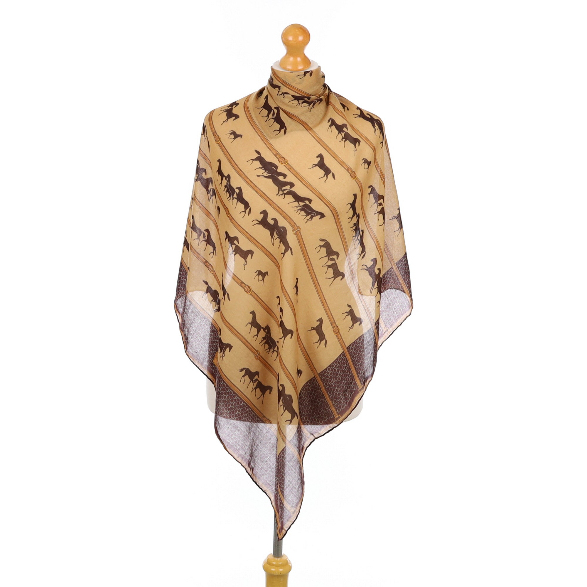 Mantero Equestrian Design Vintage Silk Scarf