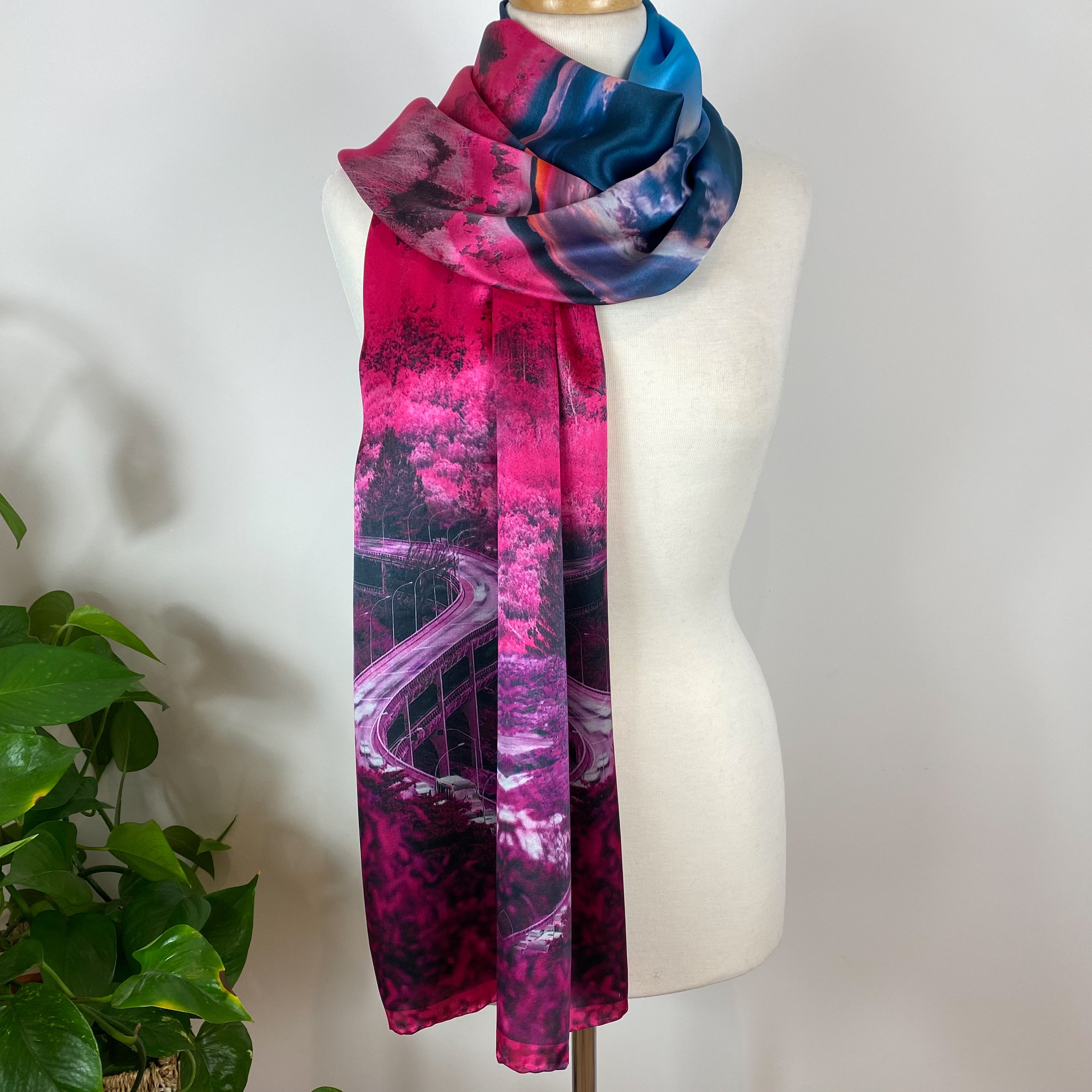 Shocking Pink Modern Ted Baker Wrap Style Silk Scarf