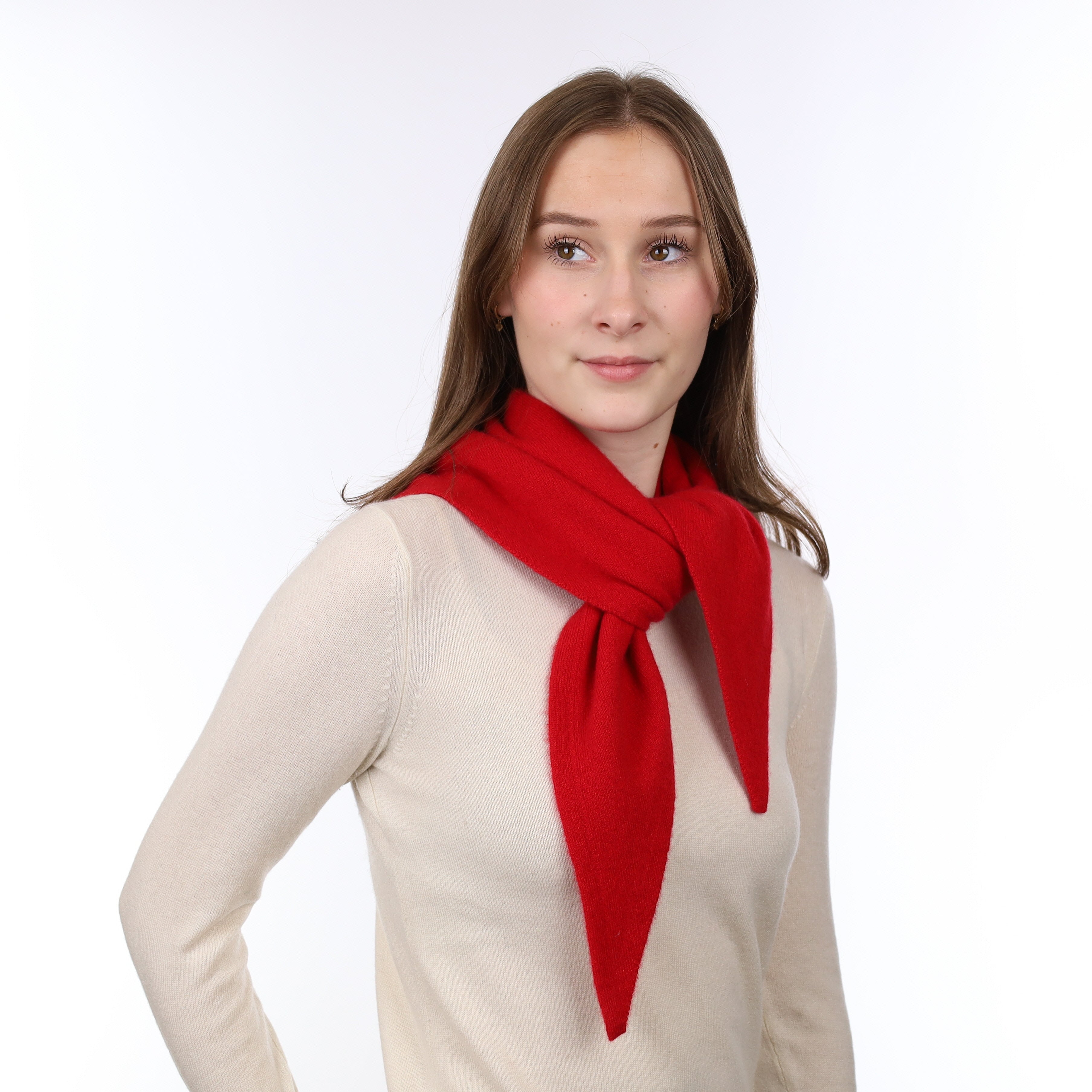 Brand New Post Box Red Recycled Cashmere Triangle Scarf