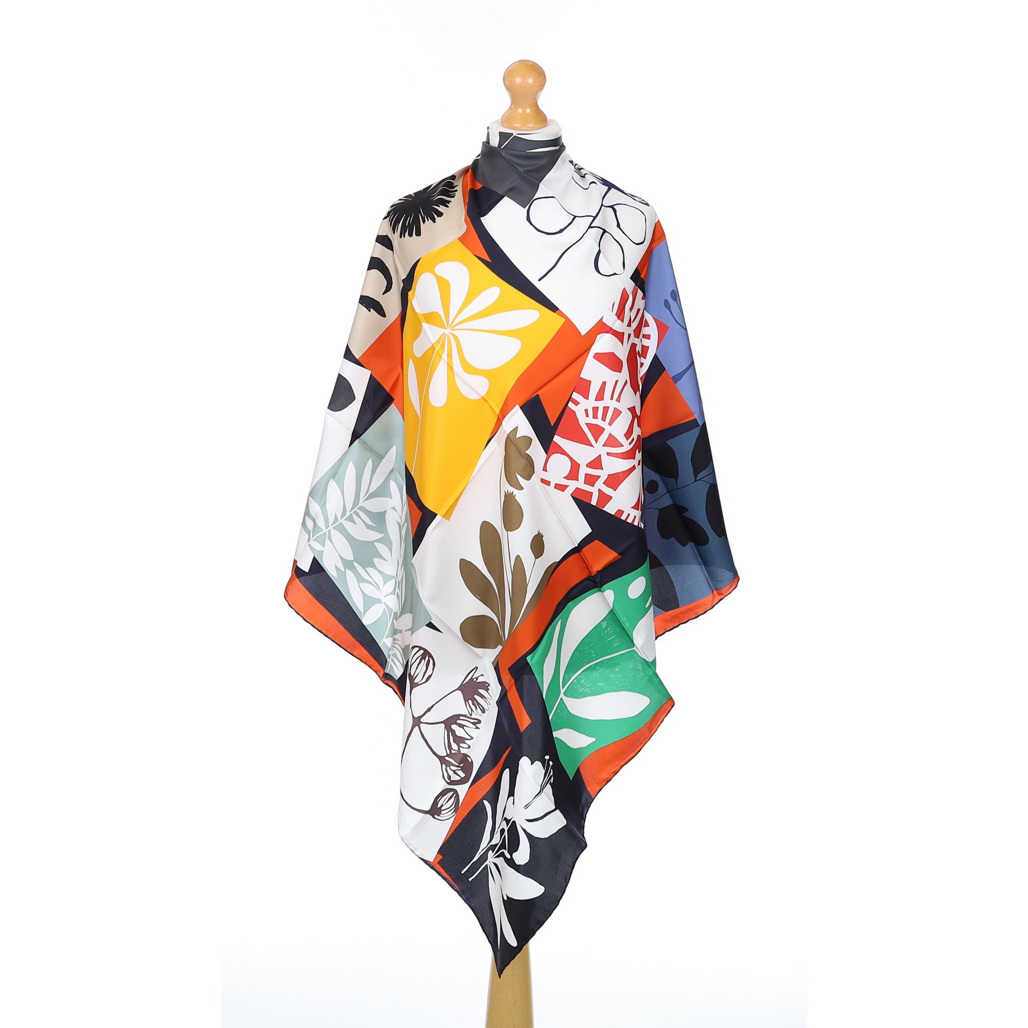 Brand New Italian Floral Patchwork Silk Scarf