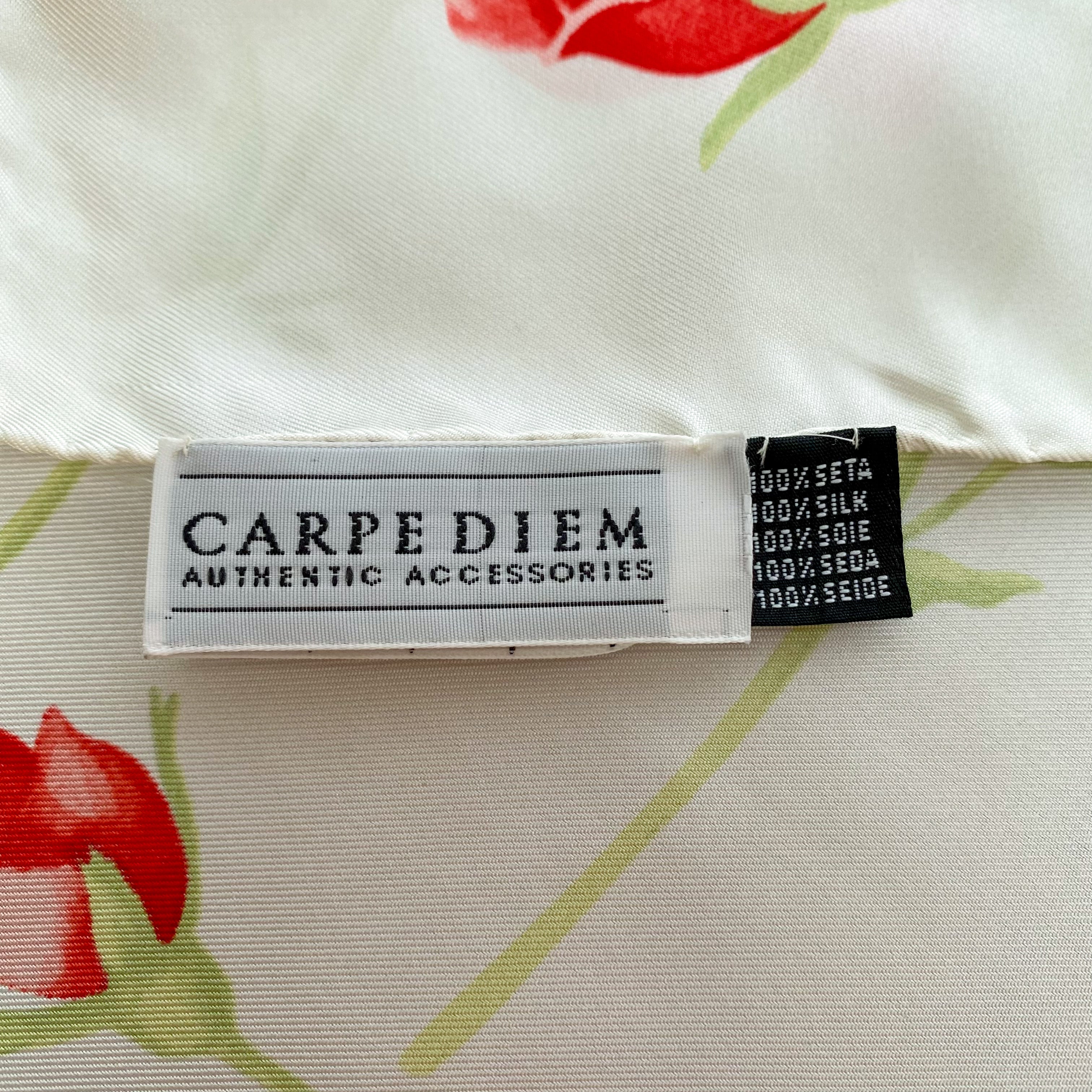Immaculate Carpe Diem Red Rose Silk Scarf