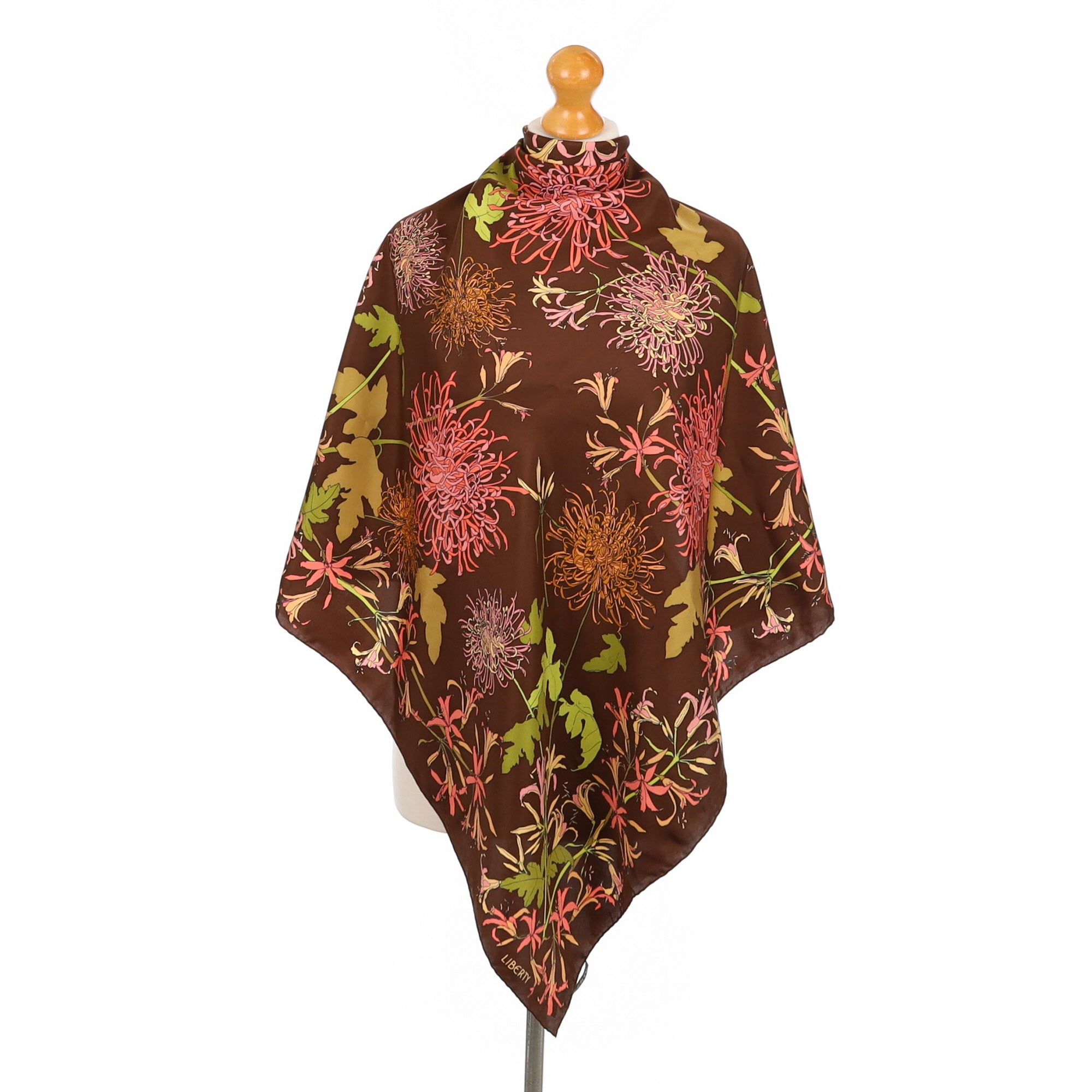 Liberty Brown Floral Silk Scarf