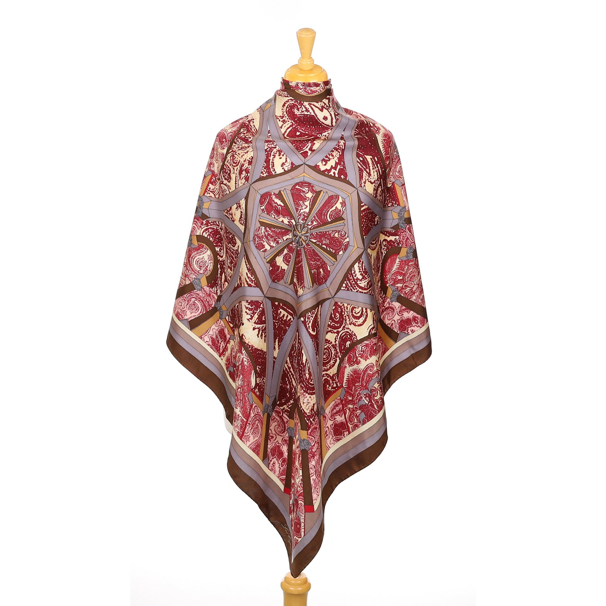 Brand New Larioseta Red Patterned Silk Scarf