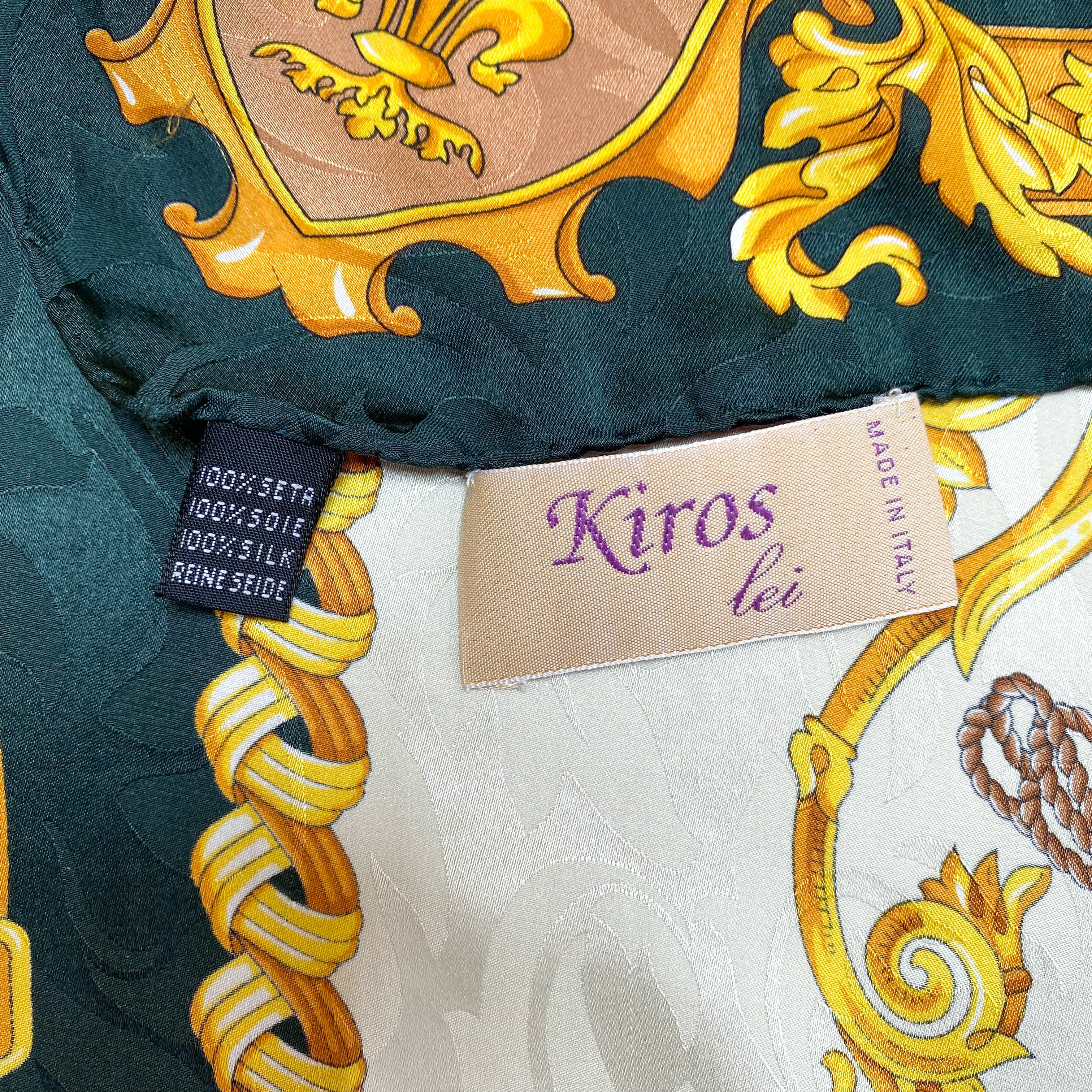 Green and Gold Baroque Silk Scarf