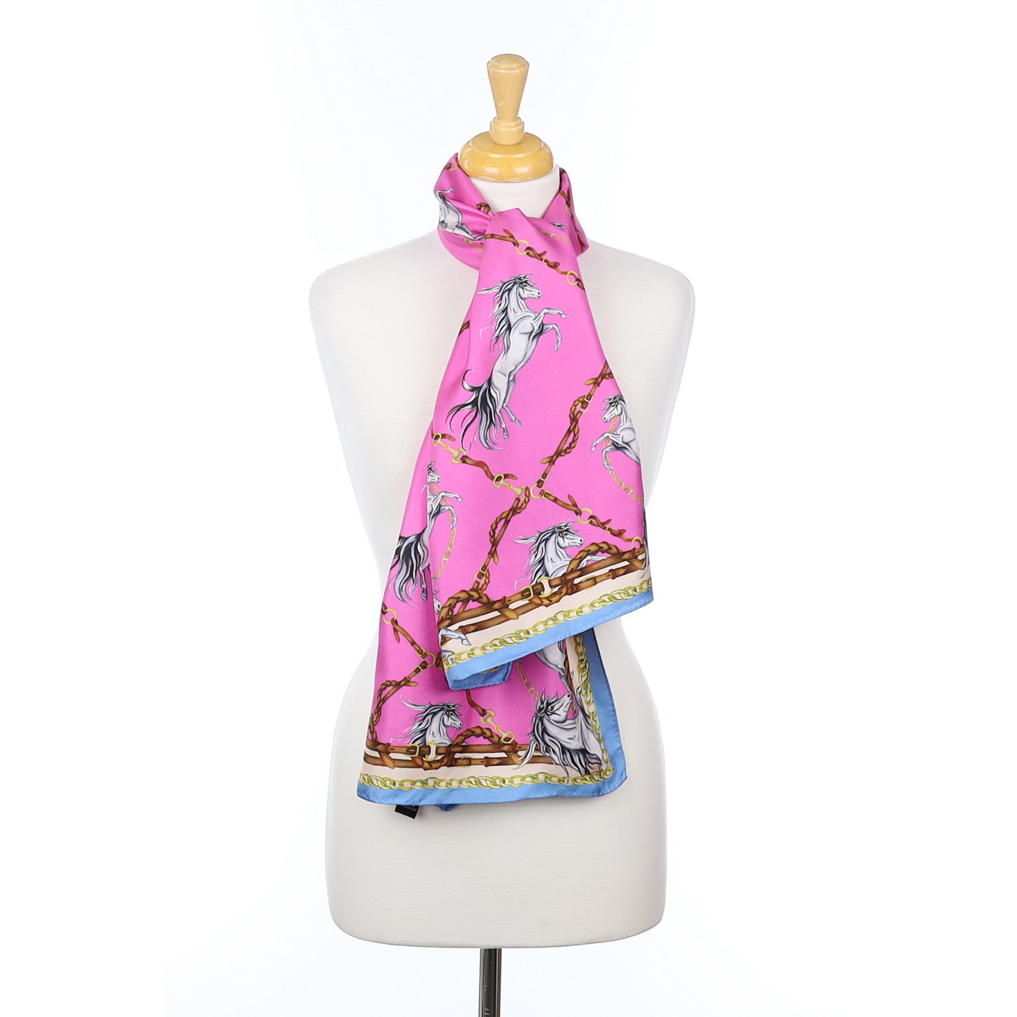 Clare Haggas Pink Equestrian Silk Scarf