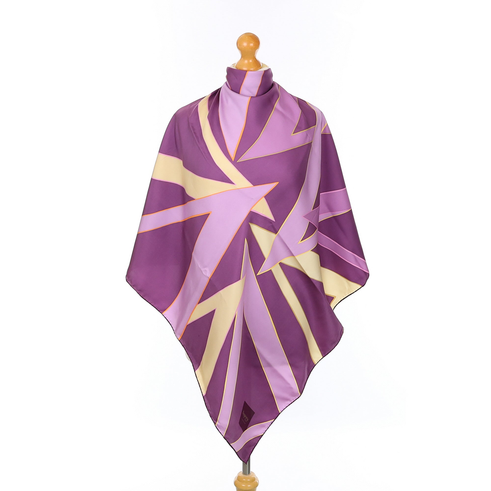 Asprey Purple and Yellow Abstract Silk Scarf