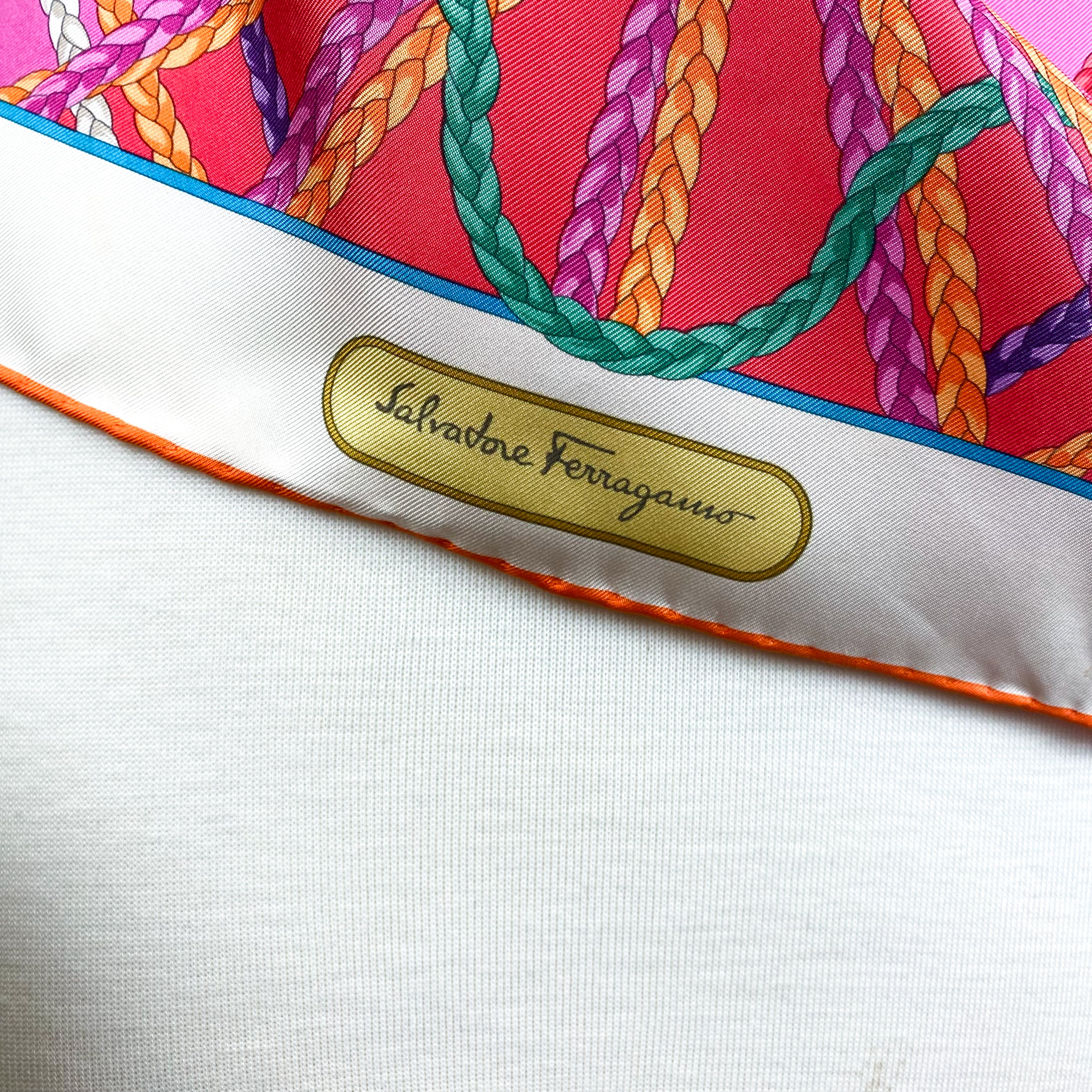 Stunning Colourful Salvatore Ferragamo Italian Silk Scarf
