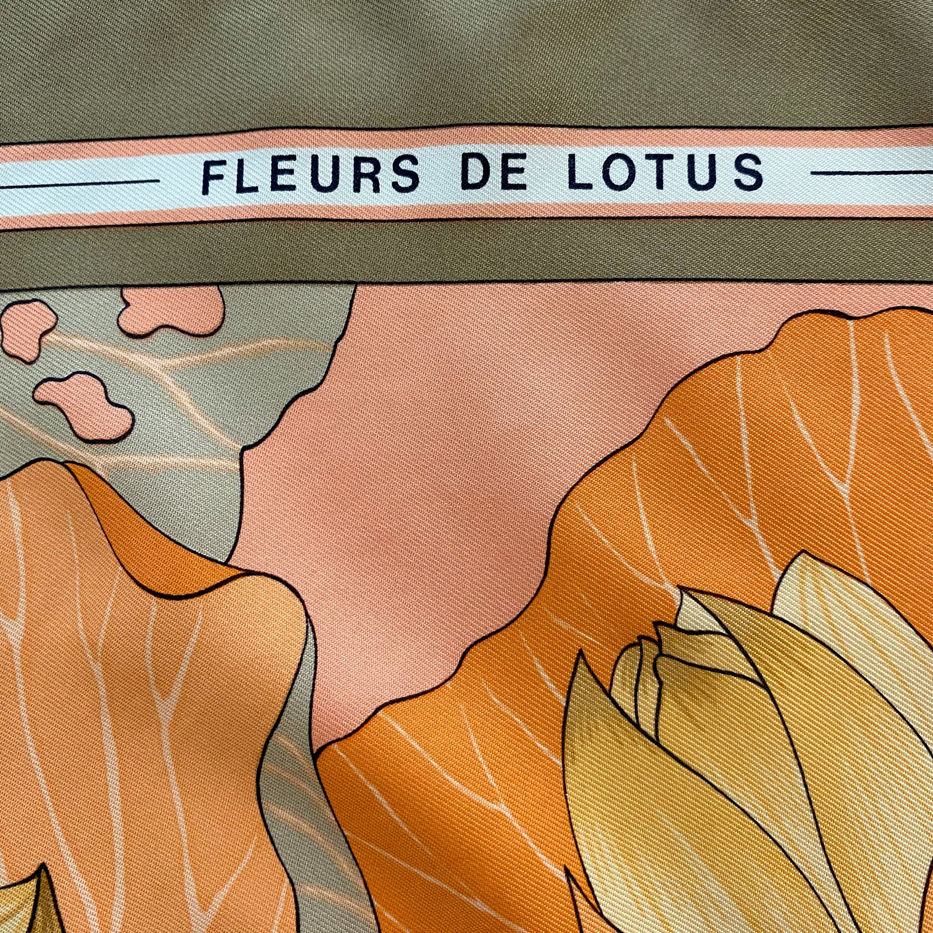 Boxed Hermès Fleurs De Lotus Silk Scarf
