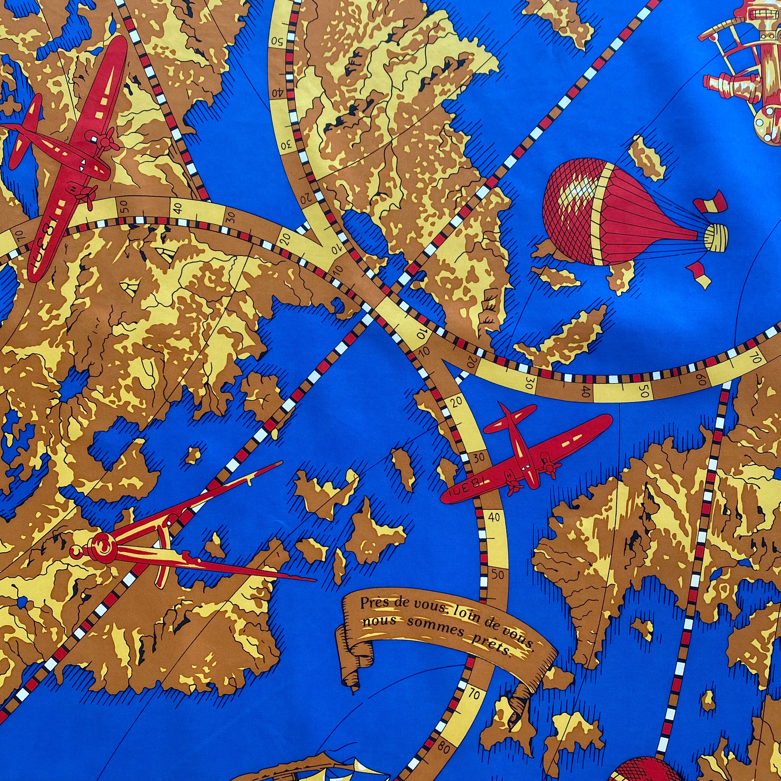 Map and Aircraft Vintage Silk Scarf