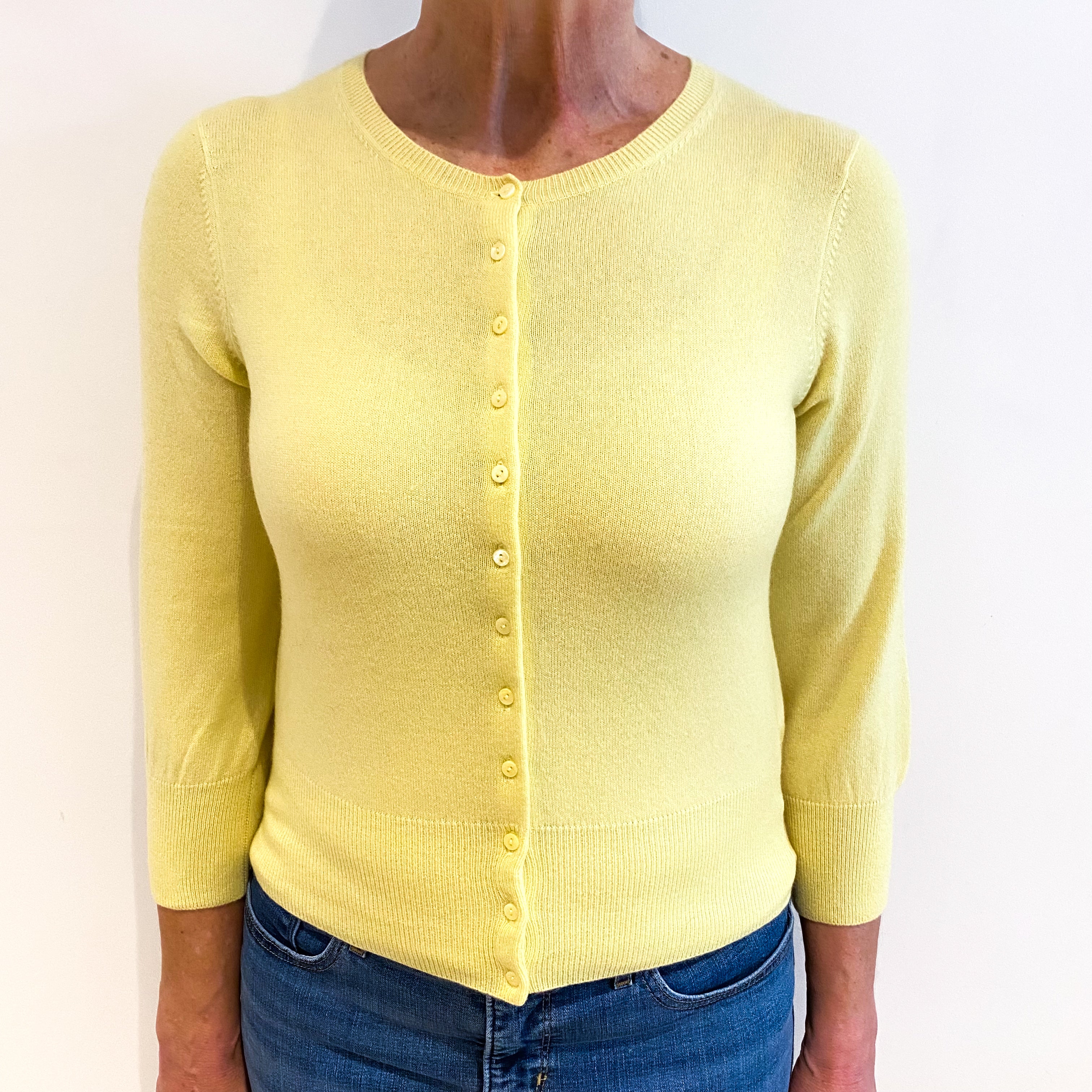 Lemon Yellow Cashmere Cardigan Medium