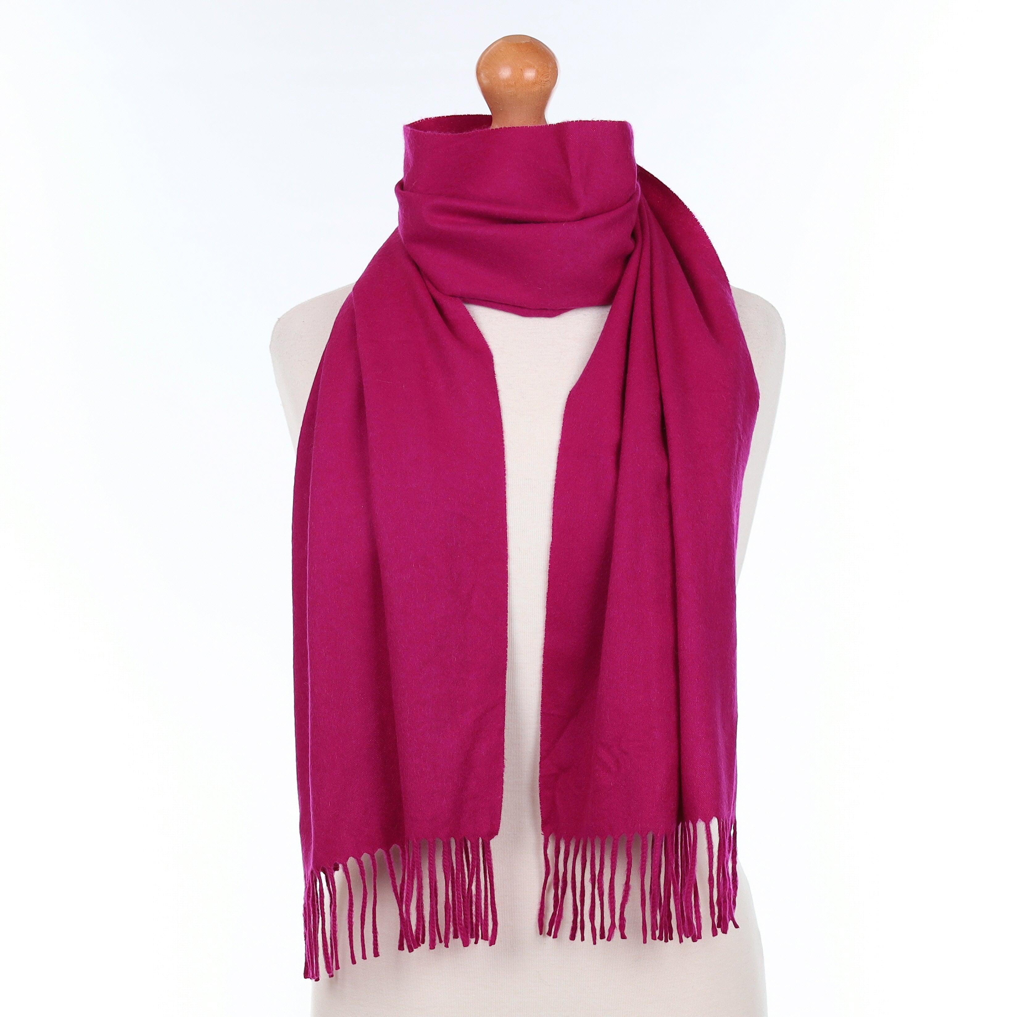 Fuchsia Pink Cashmere Woven Scarf