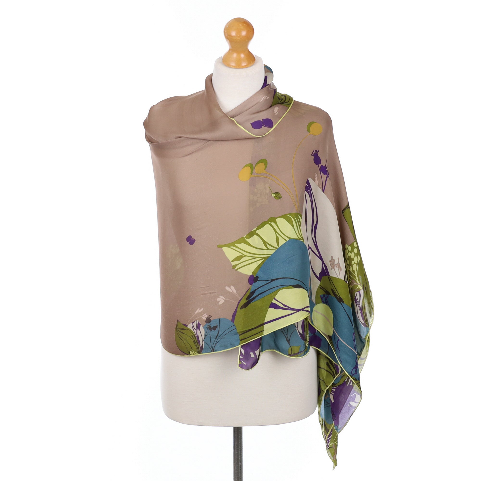 Kenzo Long Floral Designer Silk Scarf