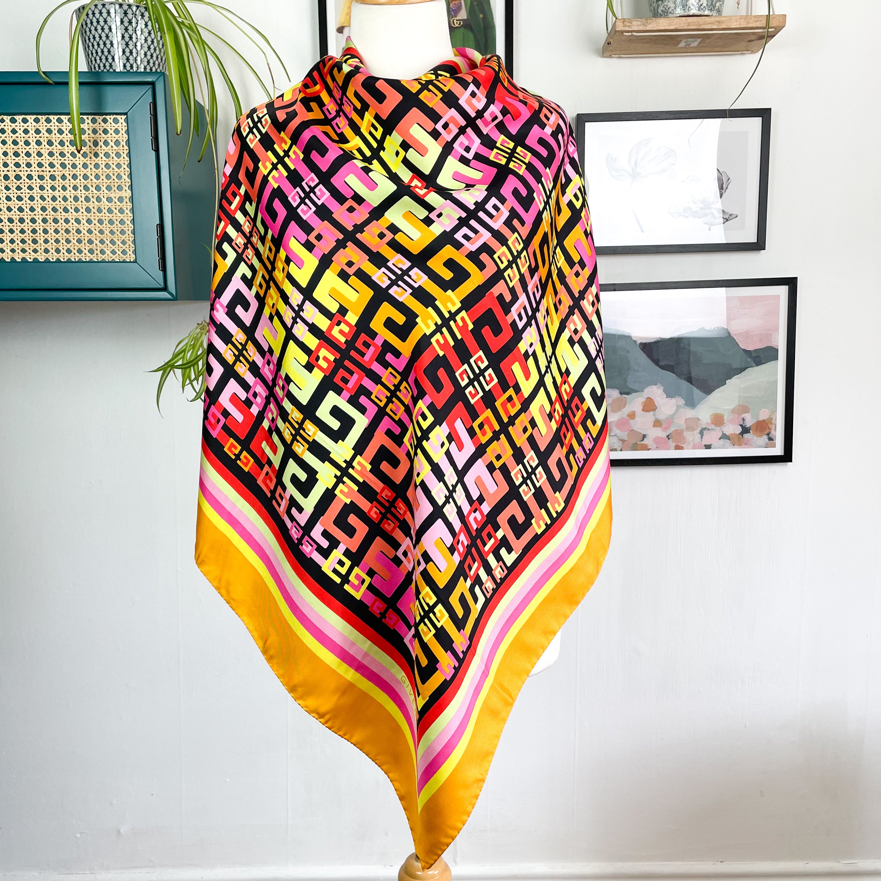 Givenchy Psychedelic Designer Vintage Silk Scarf