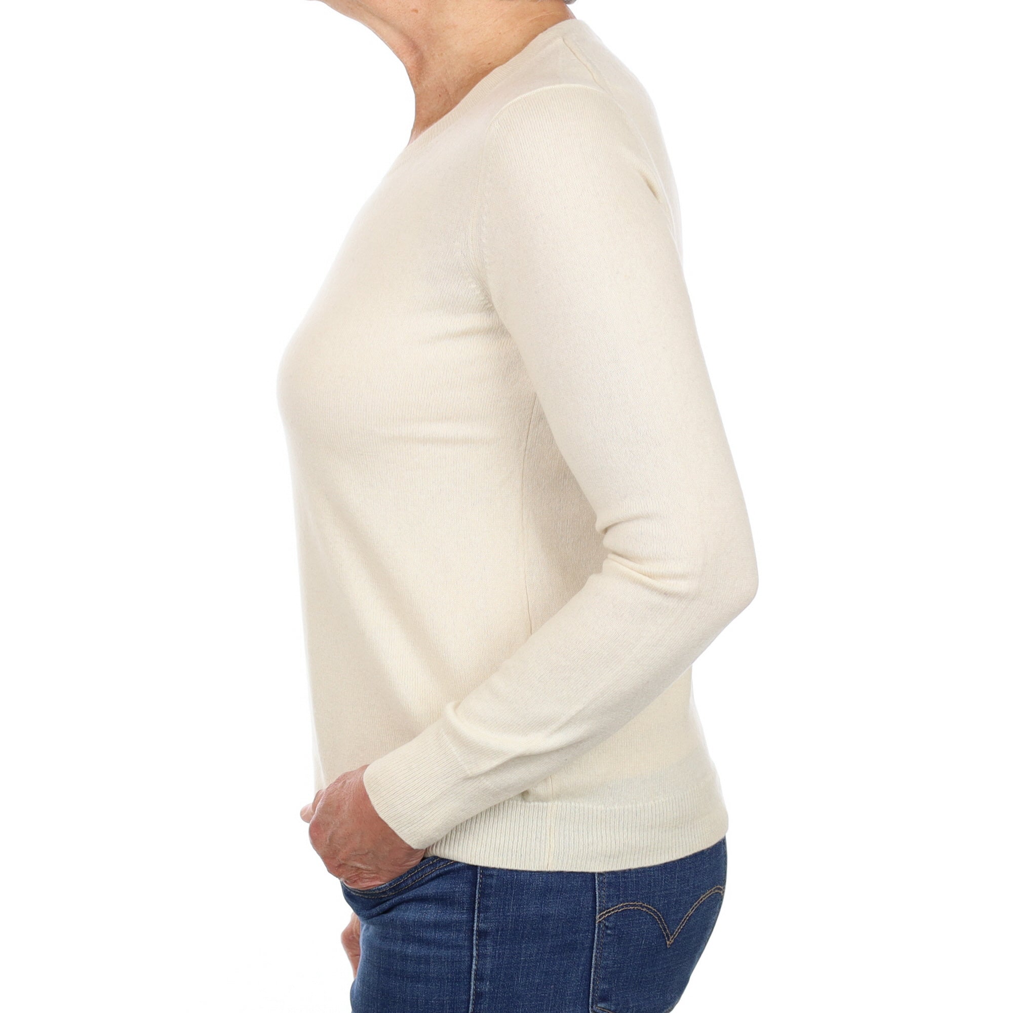 Vanilla Cream Cashmere Crew Neck Jumper Medium
