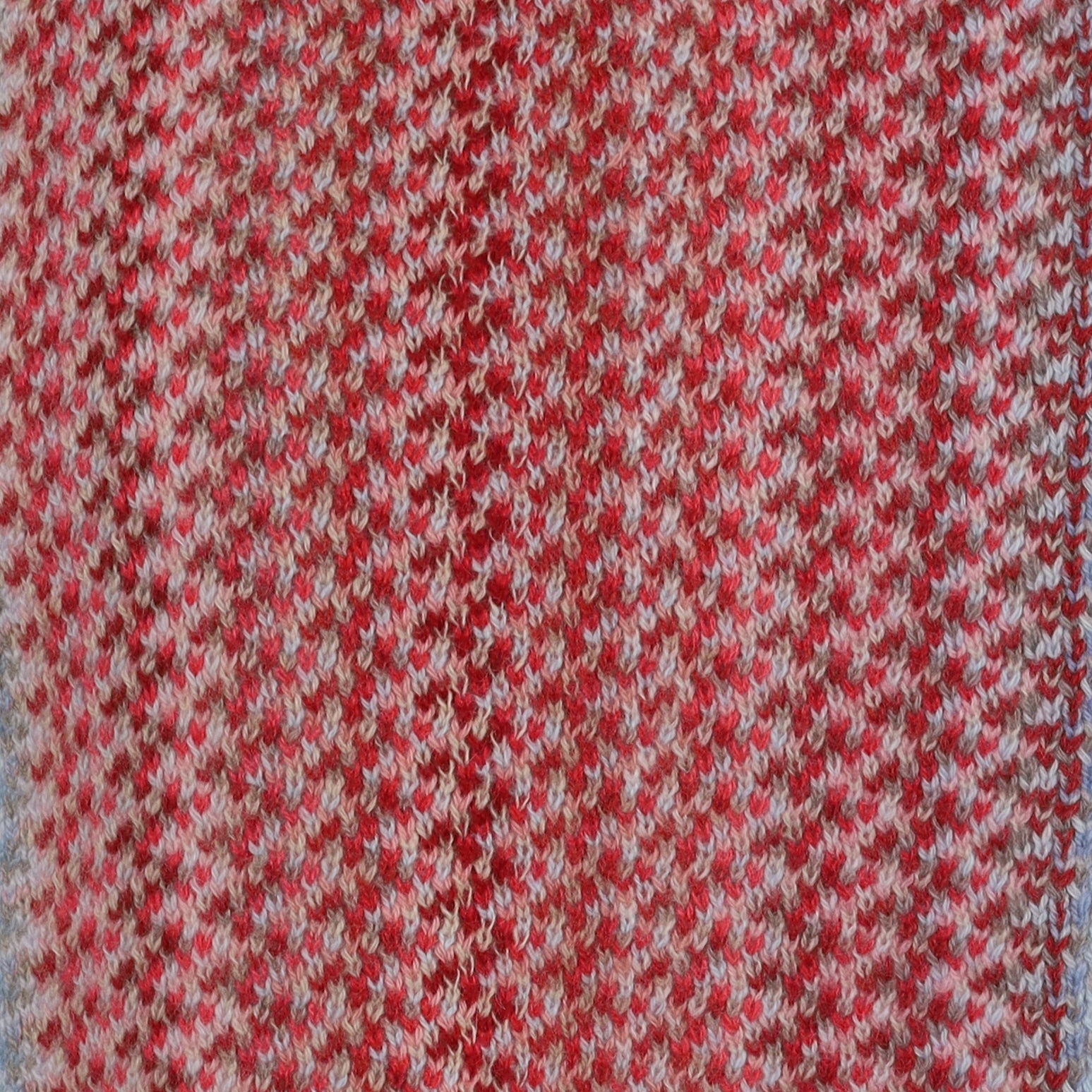 Brand New Scottish Red and Blue Fringed Cashmere Scarf