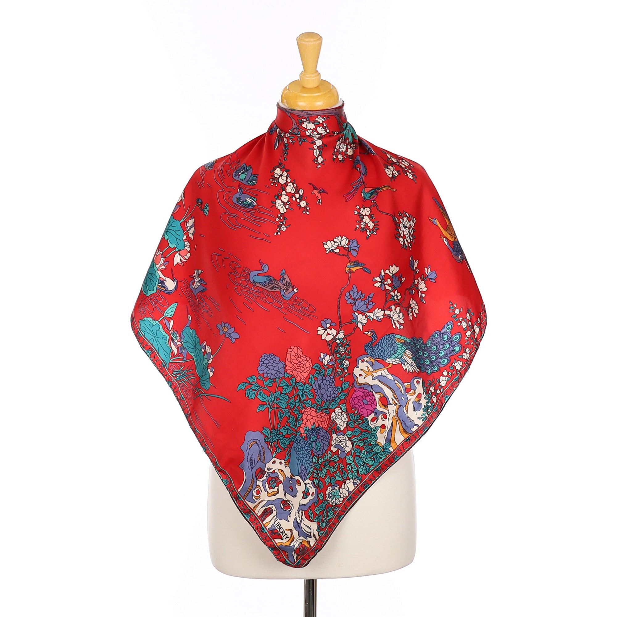 Liberty Red Bird Design Vintage Silk Scarf