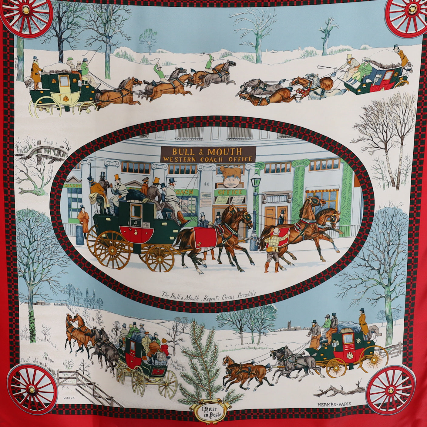 Boxed Hermès L’hiver en Poste Silk Scarf