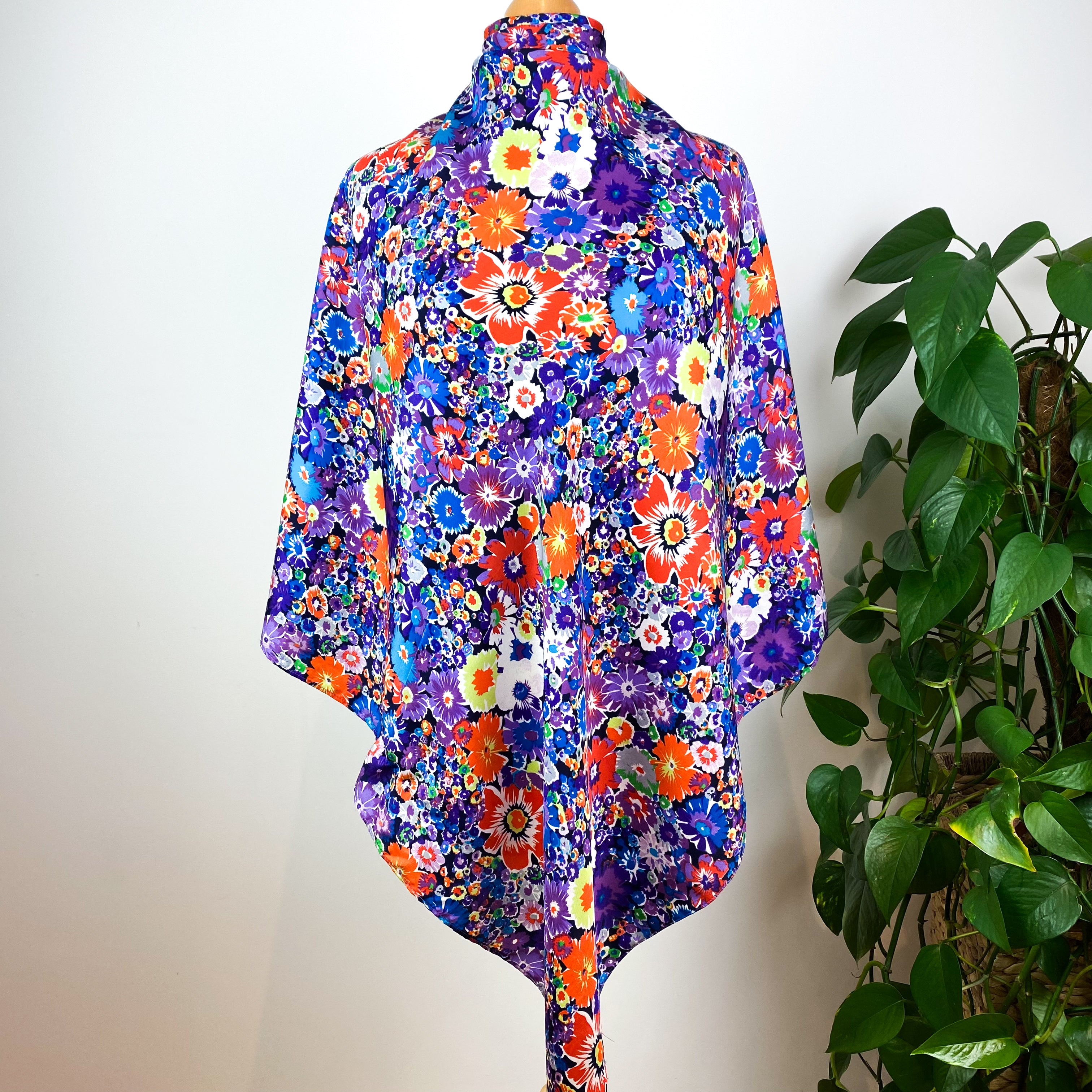 Large Vivid Floral Silk Scarf