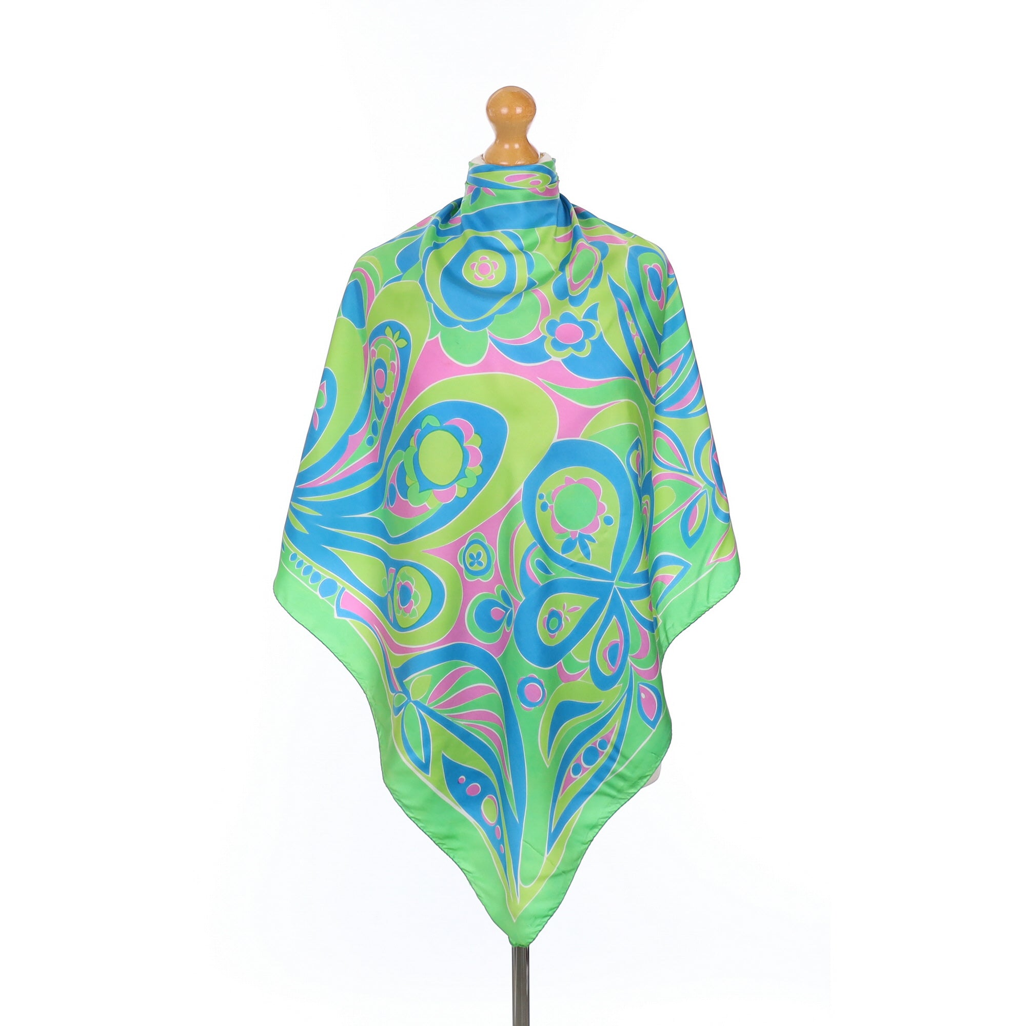 1970’s Green Retro Silk Scarf
