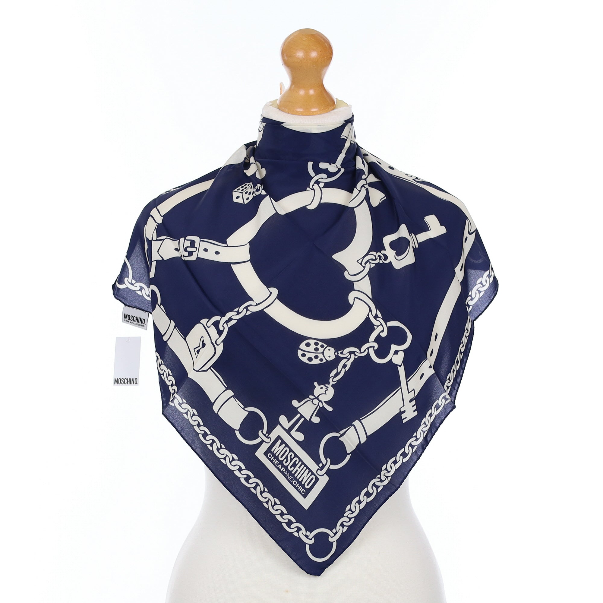 Brand New Moschino Charm Motif Silk Scarf