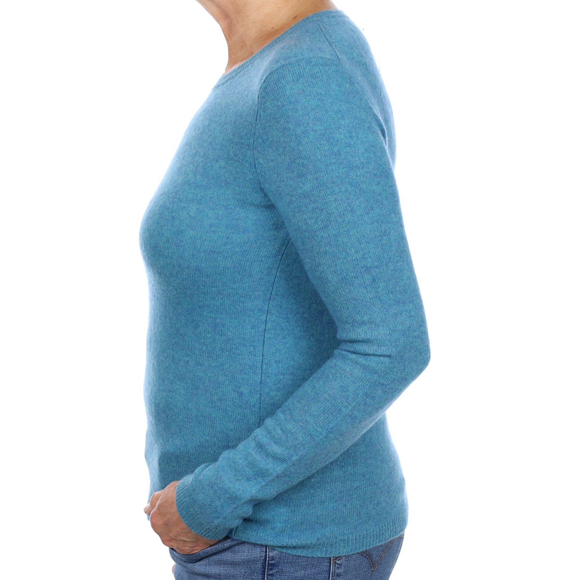 Mediterranean Blue Cashmere Crew Neck Jumper Medium