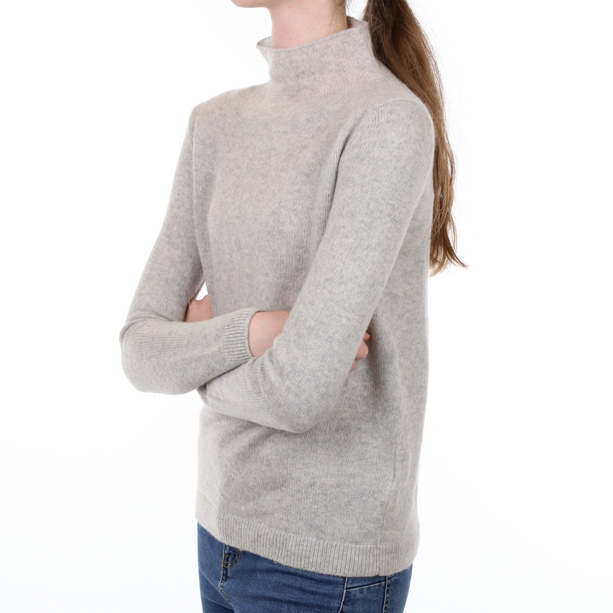 COS Mist Grey Cashmere Funnel Neck Jumper Extra Small